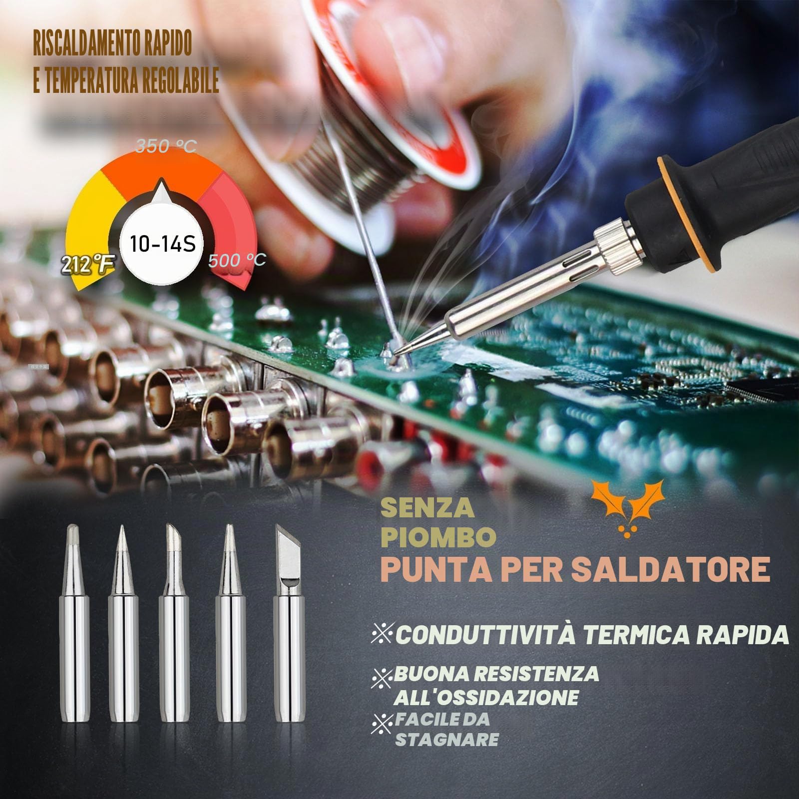 Stazione Saldatore a Batteria per Makita 20V Max Batteria, Temperatura Regolabile 100-500℃, Saldatore Portatile con 6 Punte e Display LED per Riparazioni Fai da Te (Batterie non Incluse)