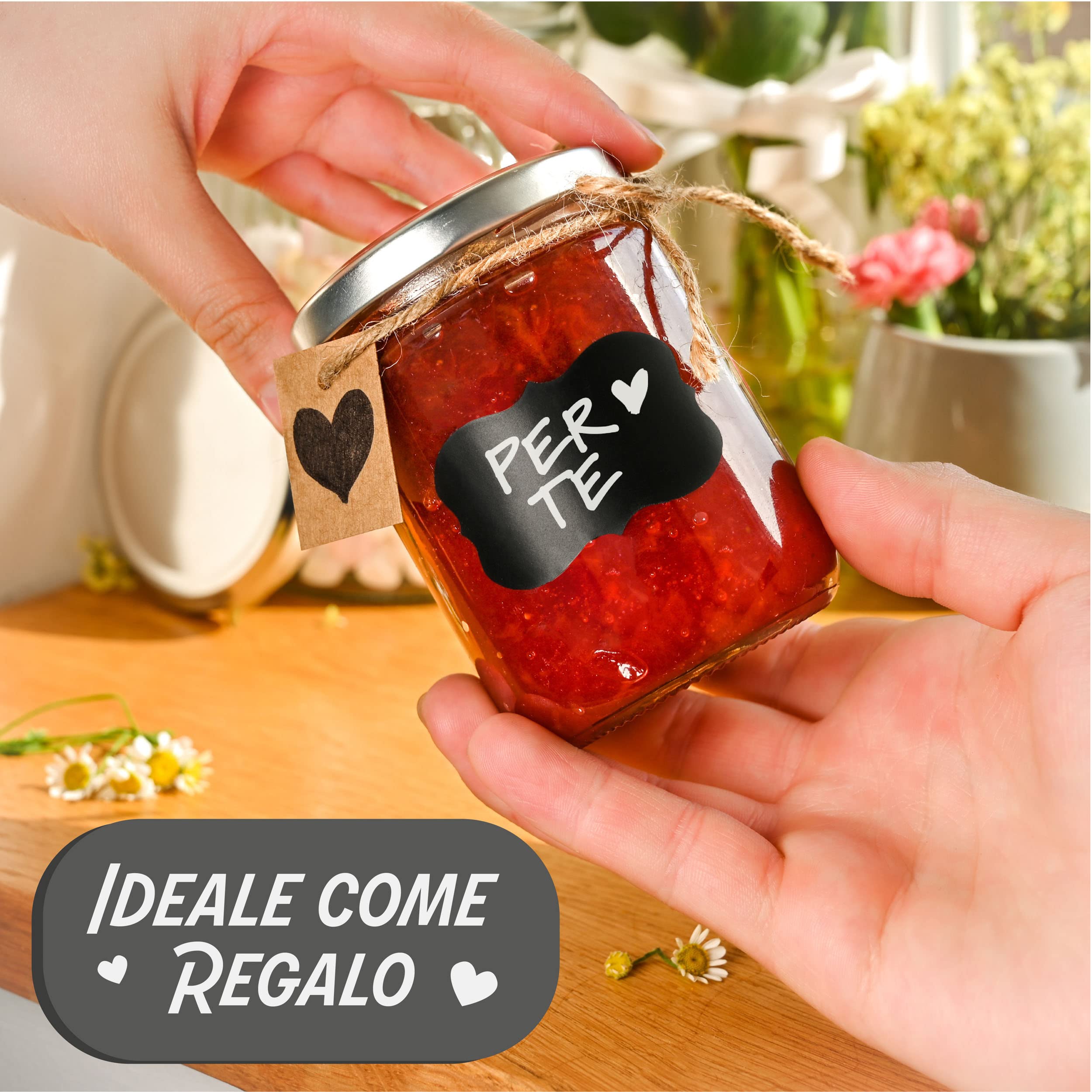 Praknu 25 Vasetti di Vetro per Conserve da 230ml - Con Etichette e Pennarello - Ermetici - Lavabili in Lavastoviglie - Ideali da Regalare