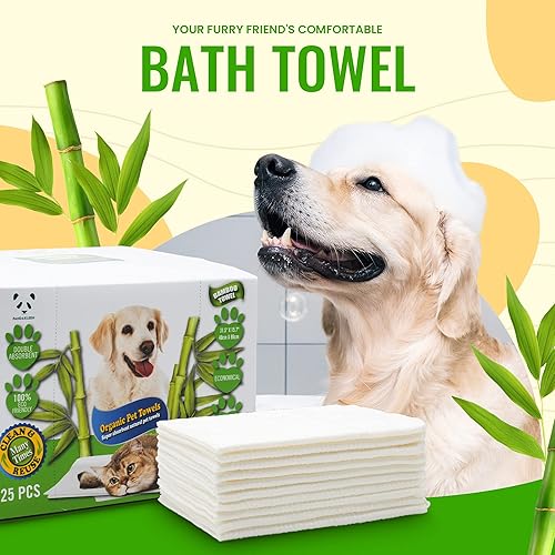 Miniatura 2 de PANDAKLEEN Toalla de bambú para mascotas, 25 piezas, toallas de papel de bambú reutilizables para perros, gatos y otras mascotas, lavables a máquina