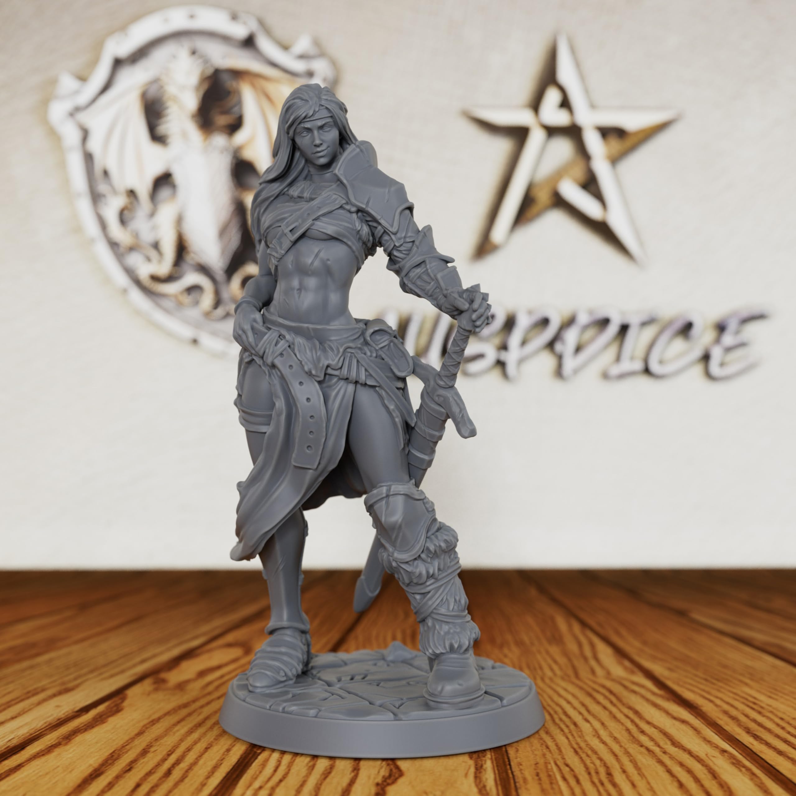 AUSPDICE Female Barbarian Unpainted Fantasy Miniature RPG Figure AS365