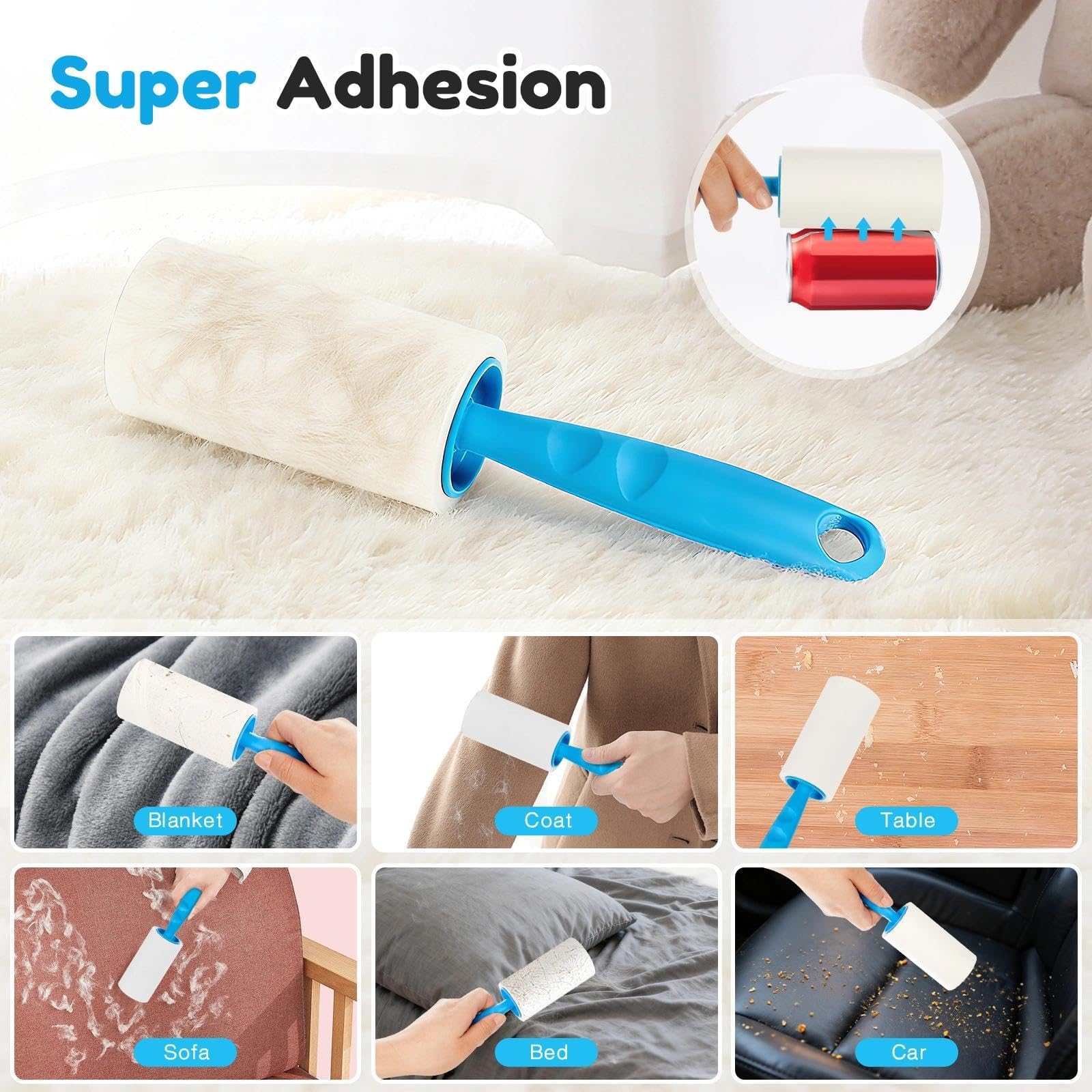 Rouleau Poils Animaux 10 Rouleaux Avec 2 DéRouleurs