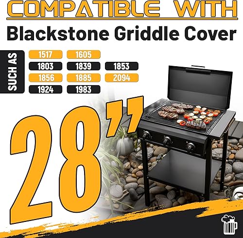 Miniatura 2 de Kojem Cubierta de parrilla con tapa con bisagras compatible con parrilla Blackstone de 28 pulgadas con colección de grasa trasera y derecha,