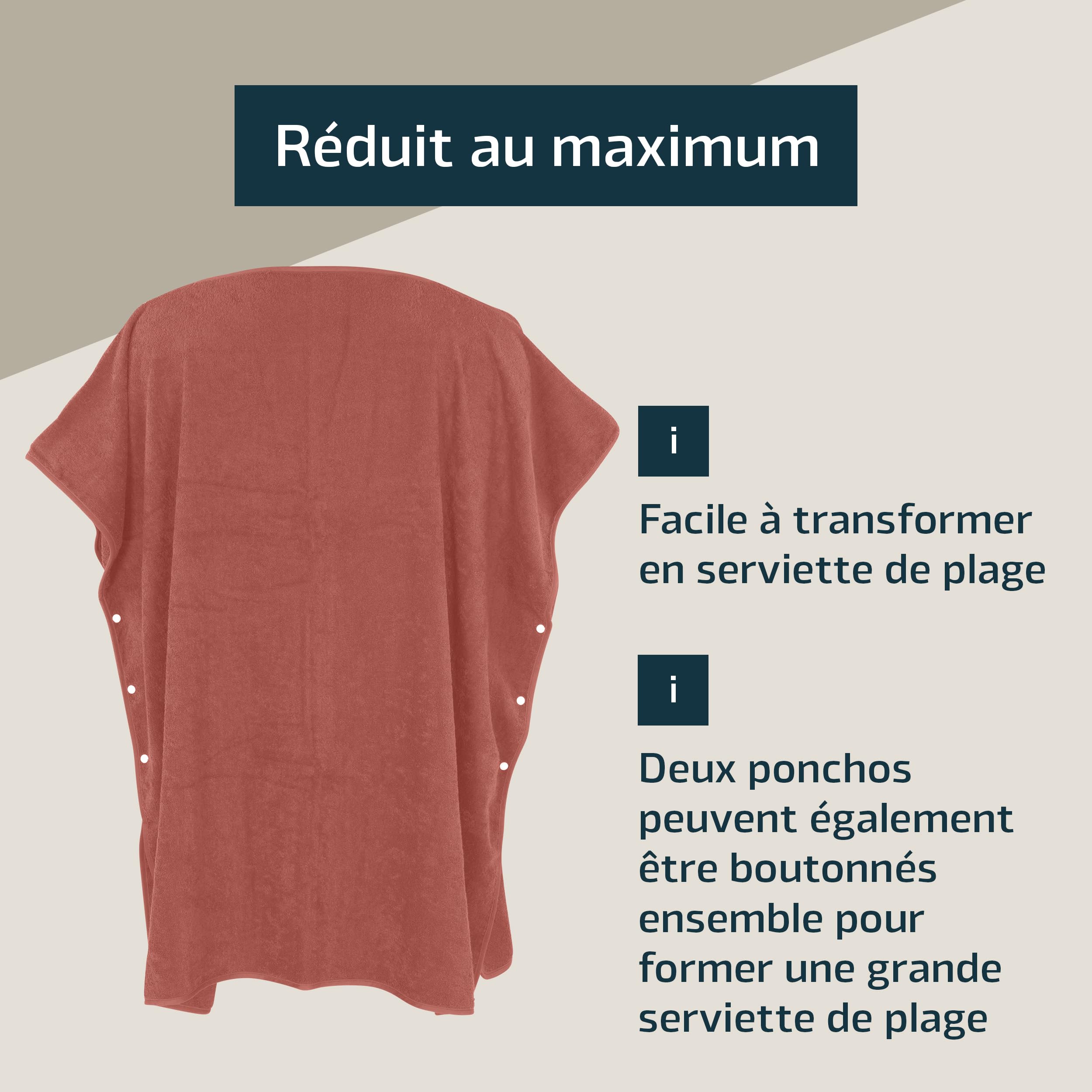 Serviette de Bain/Poncho pour Adultes Femmes et Hommes comme Aide au Changement, Poncho de Surf, Serviette - en 100% Coton en Qualité Éponge, Absorbant et Doux