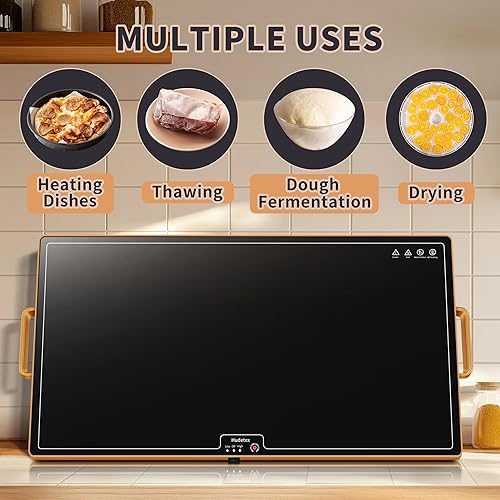 Miniatura 3 de Tapete de calentamiento para alimentos (XXL32 x 18), bandejas de calentamiento para bufés, fiestas y uso diario, calentador de alimentos con control