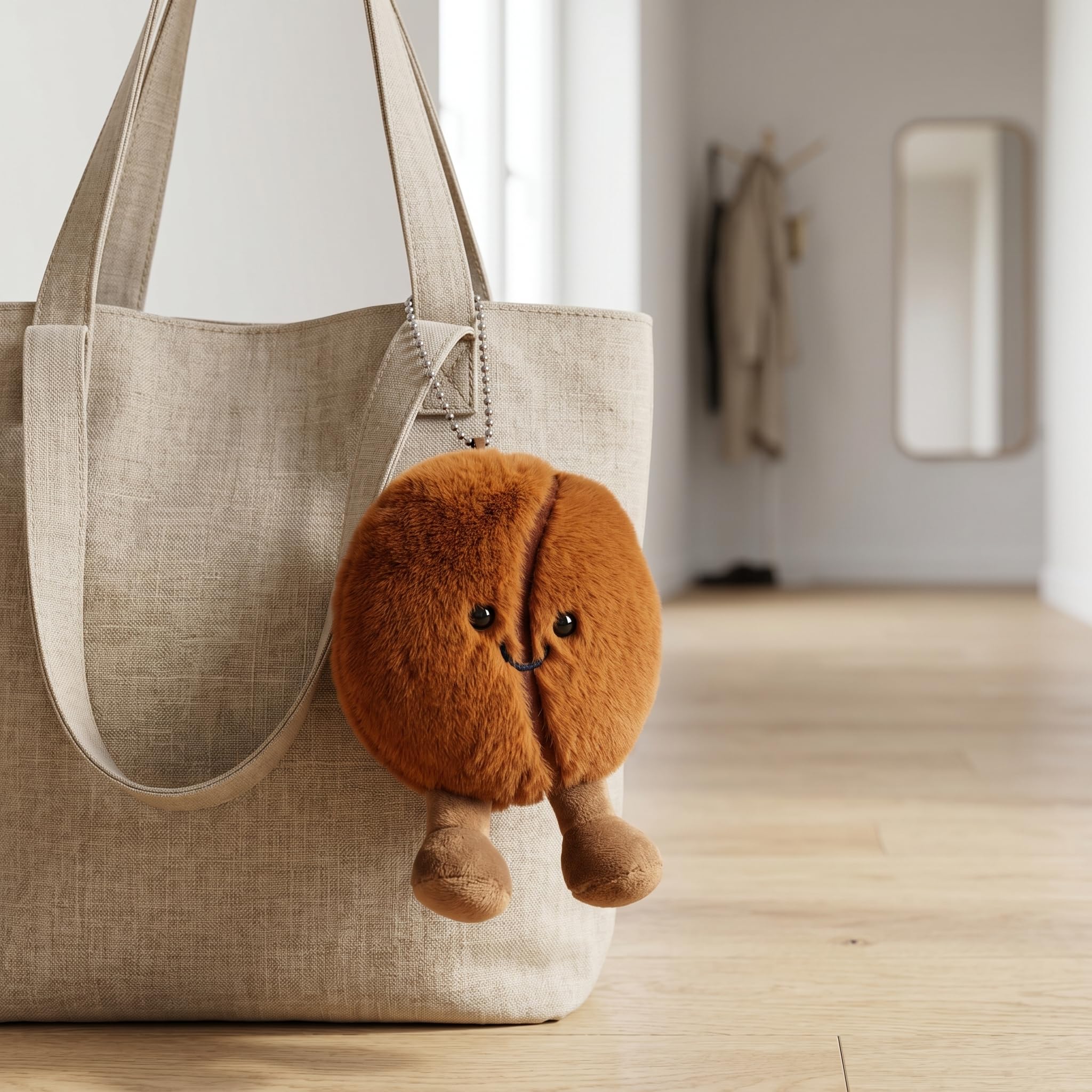 Kaffeebohnen Plüschtier Mini 13cm Kuscheltier Anhänger, Cartoon Weiches Kaffeebohne Plüsch Dekoration für Tasche Auto Schlüsselanhänger, Lustiges Mini Kuscheltier für Zuhause Büro Geschenk