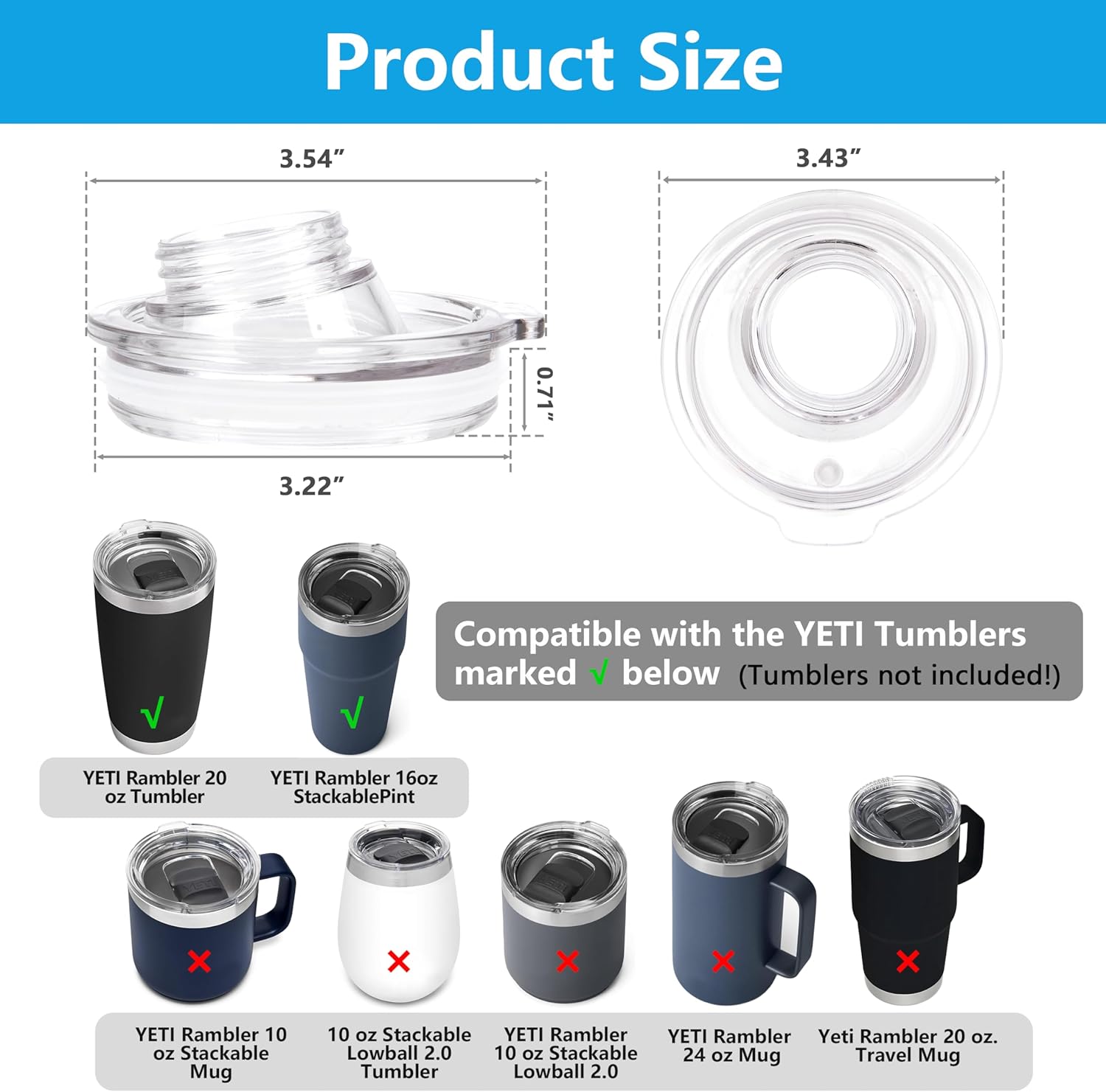 LUVCOSY 1 Pack Tumbler Adapter - for YETI Rambler 16/20 oz Tumblers & Cirkul Flavors Cartridges, BPA - Free, Leak - Proof (Tumbler & Cirkul not included)