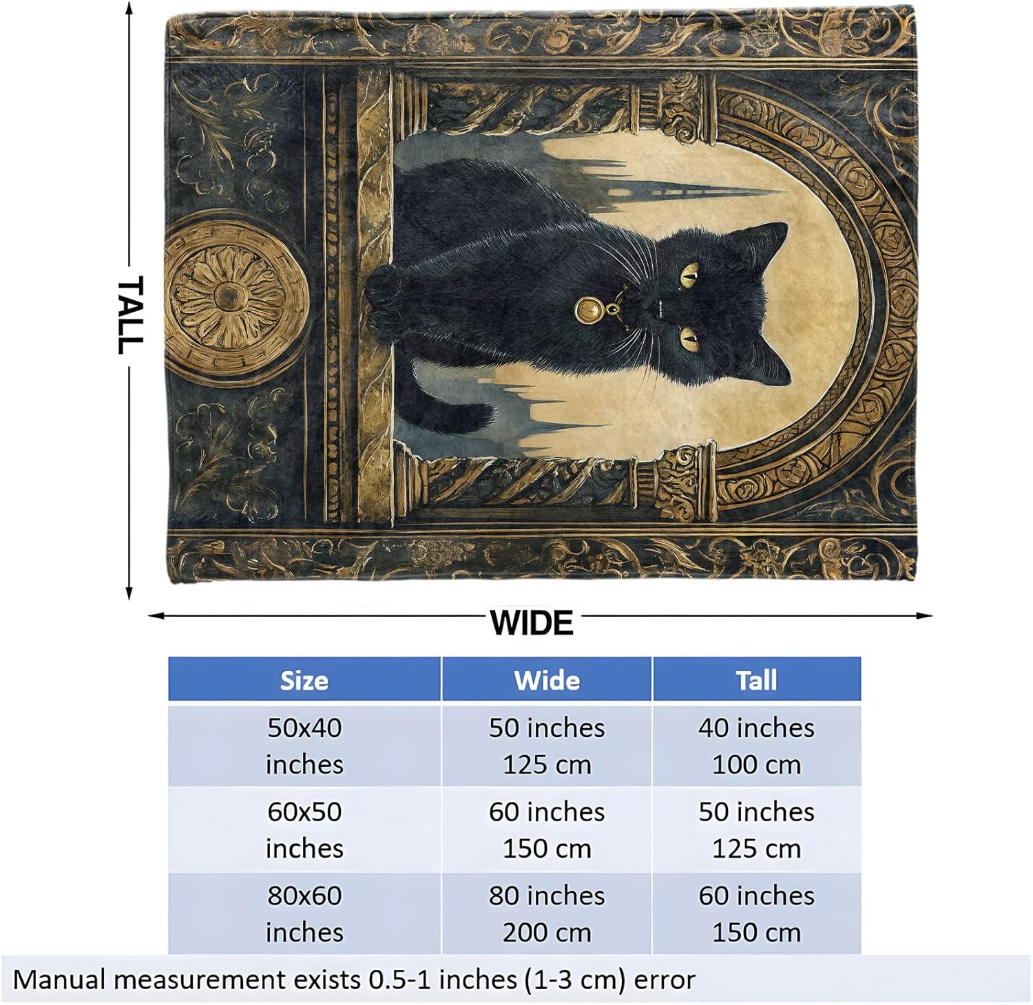 Gothic Black Cat Throw Blanket for Girls Boys Kids Adults, 50x60 in, Cozy Flannel Blanket for Bedroom, Camping, Couch, Room Decor, Fuzzy Warm Soft Gifts - Image 3