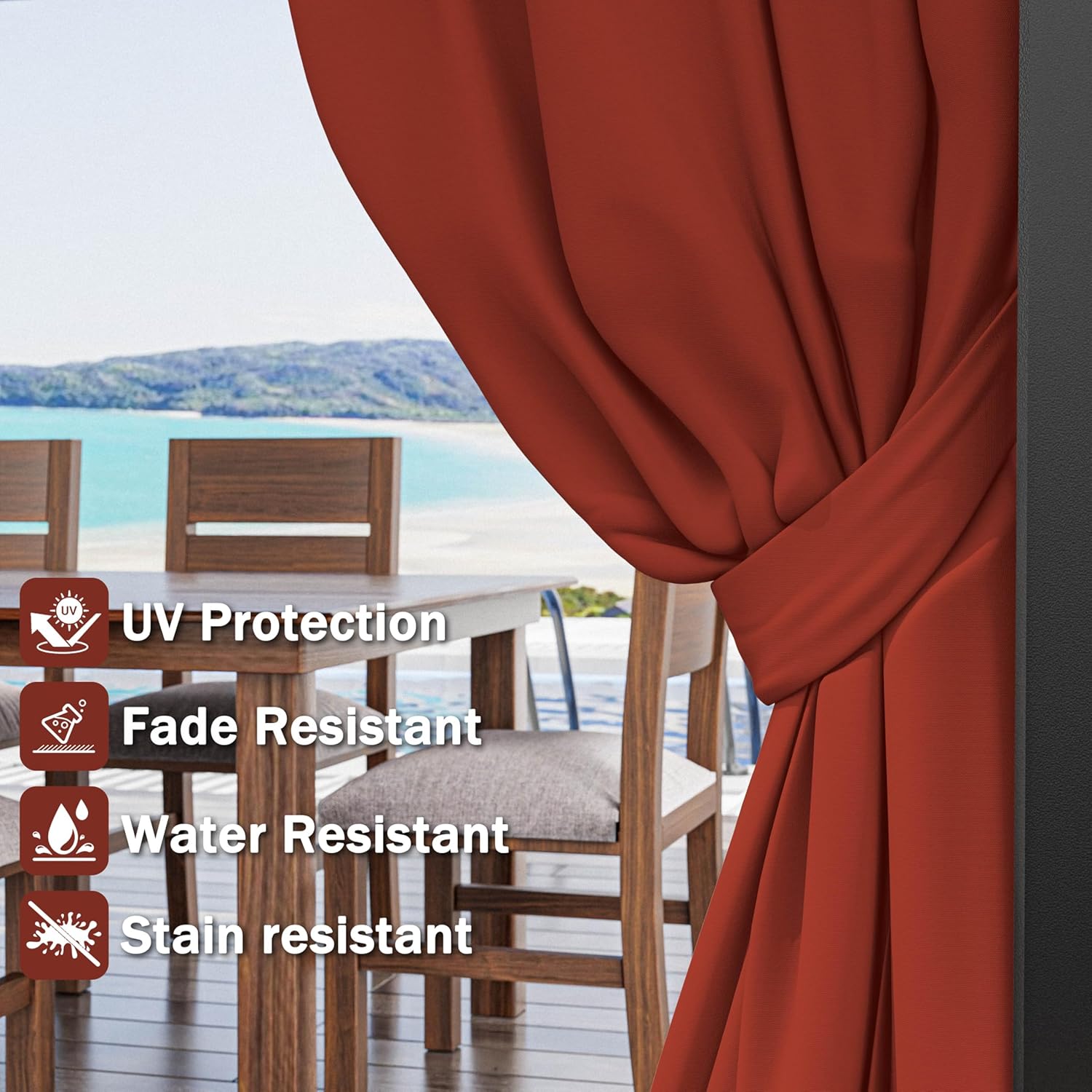 10'X12' Gazebo Curtains Outdoor Waterproof with Hanging Rings, 4-Panel Double Zipper Sidewalls Universal Replacement Privacy Curtain, Outdoor Gazebo Curtains for Patio, Backyard(Curtains Only)