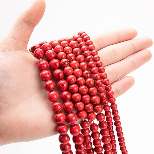 MCF_GOLO Cuentas de pino de línea roja natural para la fabricación de joyas, cuentas bohemias redondas a granel para hacer pulseras (línea roja pino