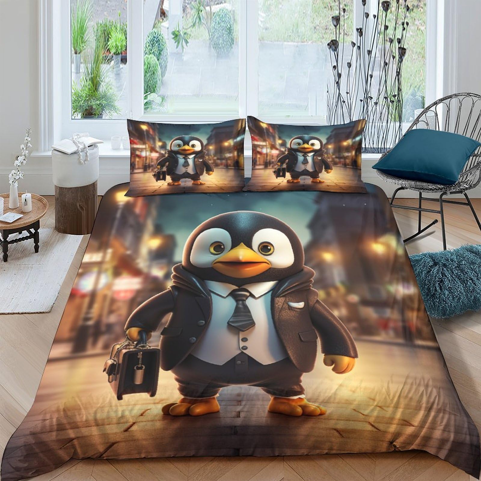 Parure de lit pingouin pour réchauffer les nuits d'hiver avec une couette ultra douce