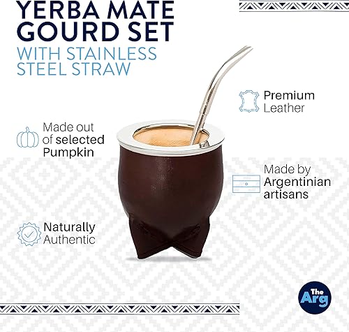 Miniatura 2 de THEARG - Taza de yerba mate mate mate con forma de calabaza y popote mate