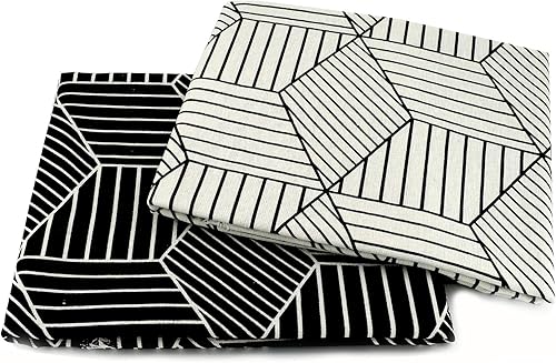 Miniatura 5 de Tela impresa de algodón de lino para decoración del hogar y manualidades por The Meter (patrón negro en estanterías)