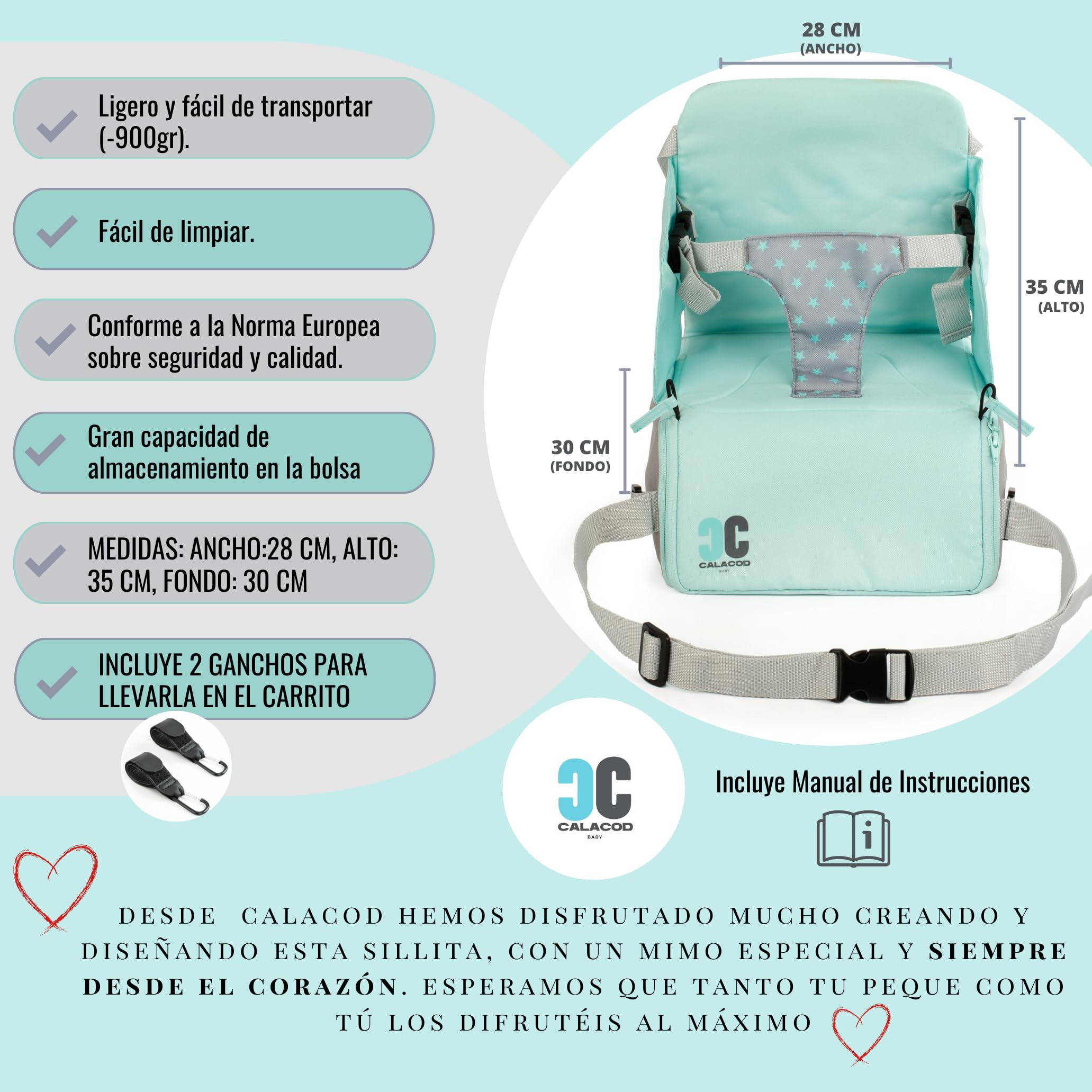 Trona portatil bebe de diseño - 2 en 1: trona de viaje + bolsa de gran capacidad - alzador/elevador de silla para mesa de comer - trona plegable ligera - 6m/3 años (15kg), color UNISEX