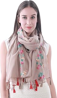 Sciarpa Donna con Ricamo Fiore in Diversi Colori