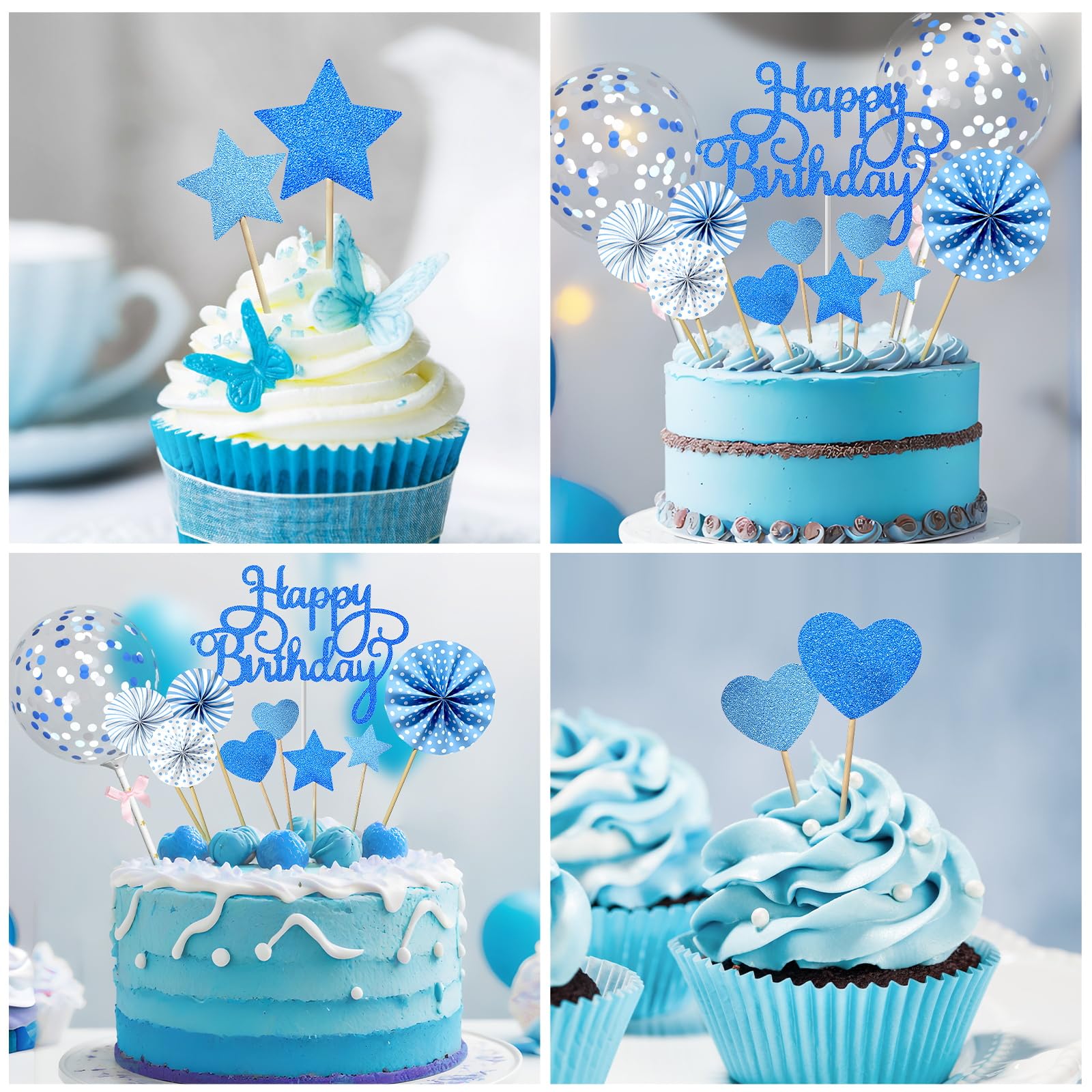 Blumomon Confezione da 24 topper per cupcake con stella glitterata e luna baby shower con cupcake è una ragazza baby shower ragazze feste di compleanno decorazioni per torte forniture