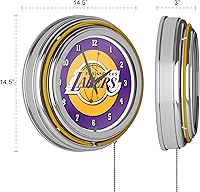 Vista 3 de Los Angeles Lakers NBA - Reloj de neón de doble anillo cromado