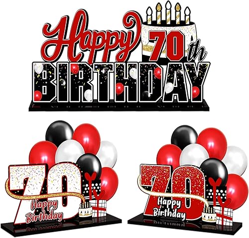 Miniatura 194 de LINGTEER Juego de centros de mesa de acrílico azul con texto en inglés «Happy 100th Birthday» – Decoración de regalo de fiesta de cumpleaños número