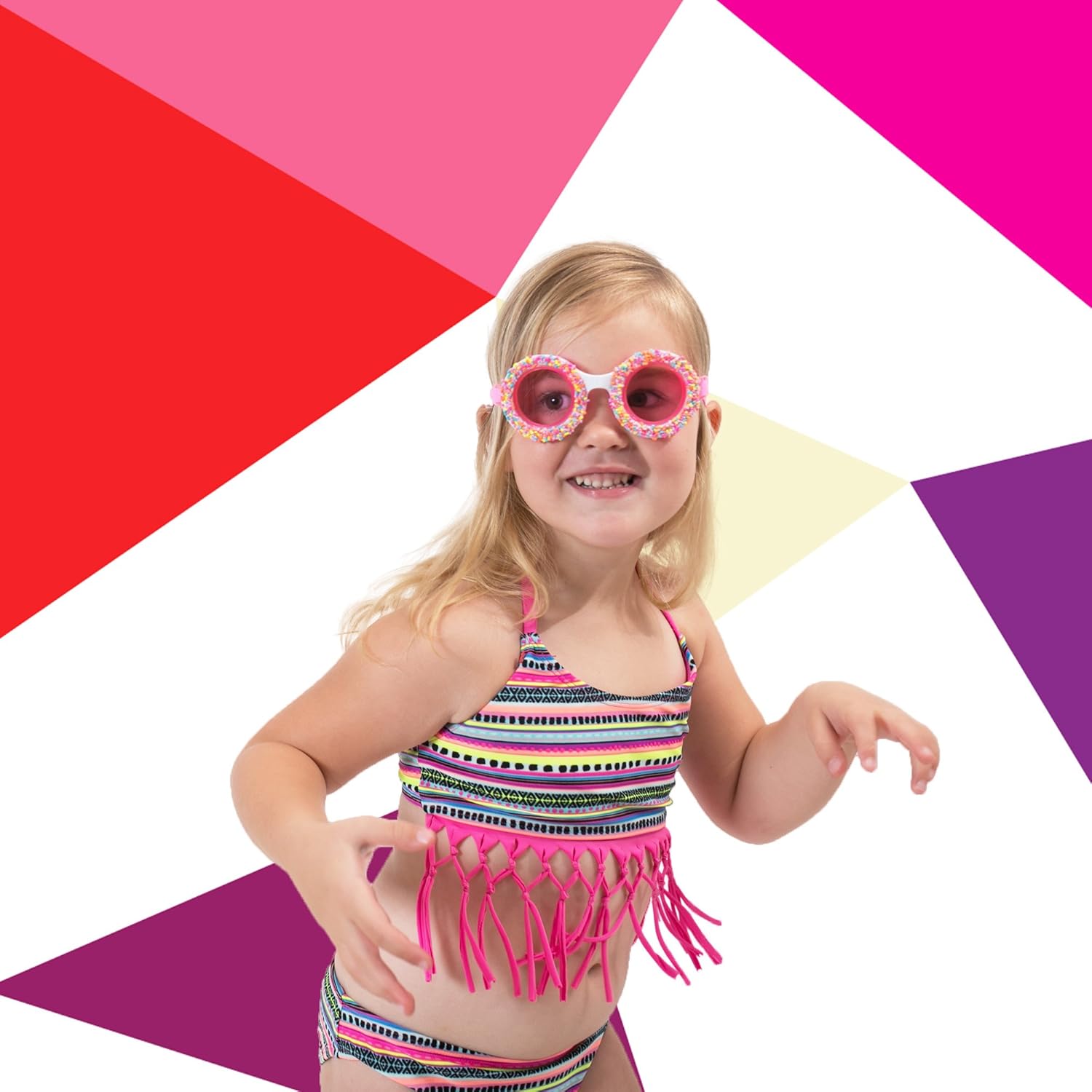 Bling 2O Girls Swim Goggles for Kids – Boston Creme Design, Anti-Fog UV Protection Lenses, Adjustable Strap, Leakproof Comfortable Fit for Pool, Beach, Swim Lessons & Vacation, Ages 3+