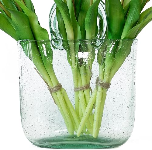 Miniatura 93 de 15 flores de tulipanes artificiales, ramo de látex de tacto real, tulipanes falsos para oficina, boda, fiesta, hogar, cocina, jardín