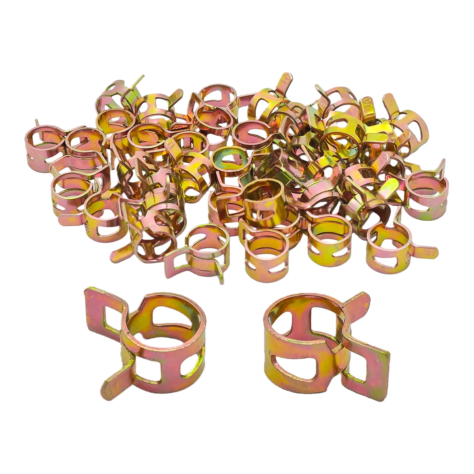 40Pcs 2/5inch Spring Band Type Fuel Hose Clamps, 10mm Silicone Vacuum Hose Pipe Clamp Fasteners, Water Pipe Air Tube Clamps, Fit 10.3-11.4mm OD Hose