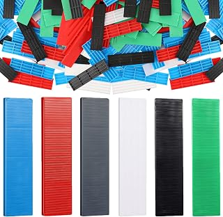 LEIFIDE 300-Pack Plastic Tile Leveling Shims - 6 Sizes (3/64" to 15/64"), 6 Colors for Precise Flooring & Spacing