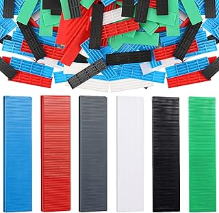 300 Pieces Plastic Flat Shims Structural Tile Plastic Shims for Leveling, 3/64, 5/64, 1/8, 5/32, 13/64, 15/64 Inch, Green, Black, White, Grey, Blue, Red