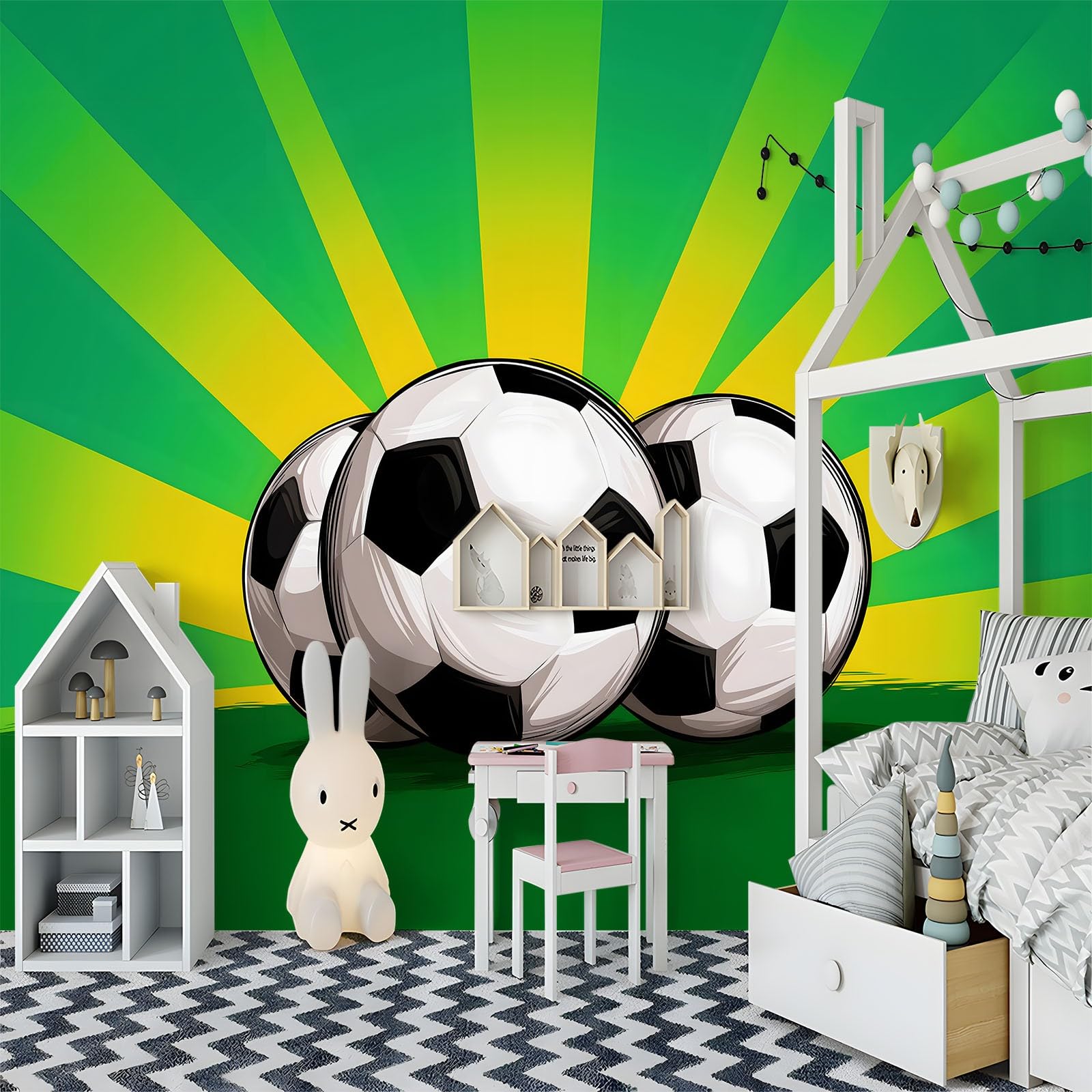 WTD - Carta da parati fotografica 350 x 256 cm, motivo: videogiochi, sport, calcio, grande sfondo TV, sfondo verde, in tessuto non tessuto, per soggiorno, camera da letto, decorazione murale