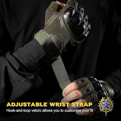 Miniatura 10 de WTACTFUL Guantes tácticos sin dedos para motocicleta, motocicleta, ciclismo, escalada, senderismo, guantes de caza