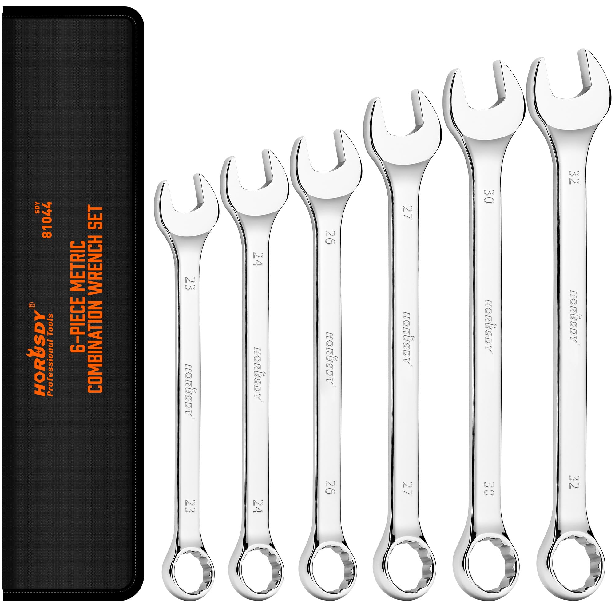 Photo 1 of HORUSDY Large Wrench Set with Rolling Pouch | Metric | 6-Piece | 23mm, 24mm, 26mm, 27mm, 30mm, 32mm | 12 Point | Chrome Vanadium Steel