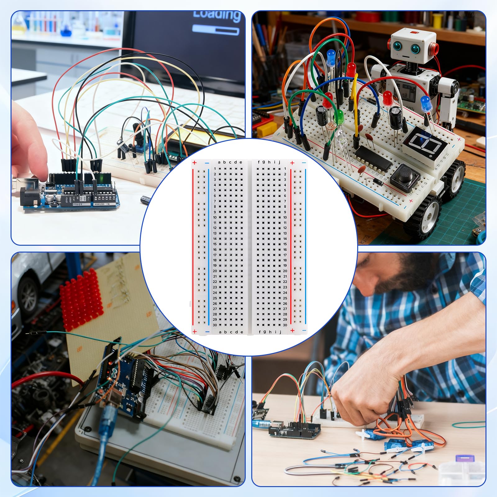 10PCS Breadboard Kit con 400 Punti Basetta Piastra Sperimentale Breadboard Senza Saldatura Compatibile con progetti destinati a singoli Arduino Raspberry Pi