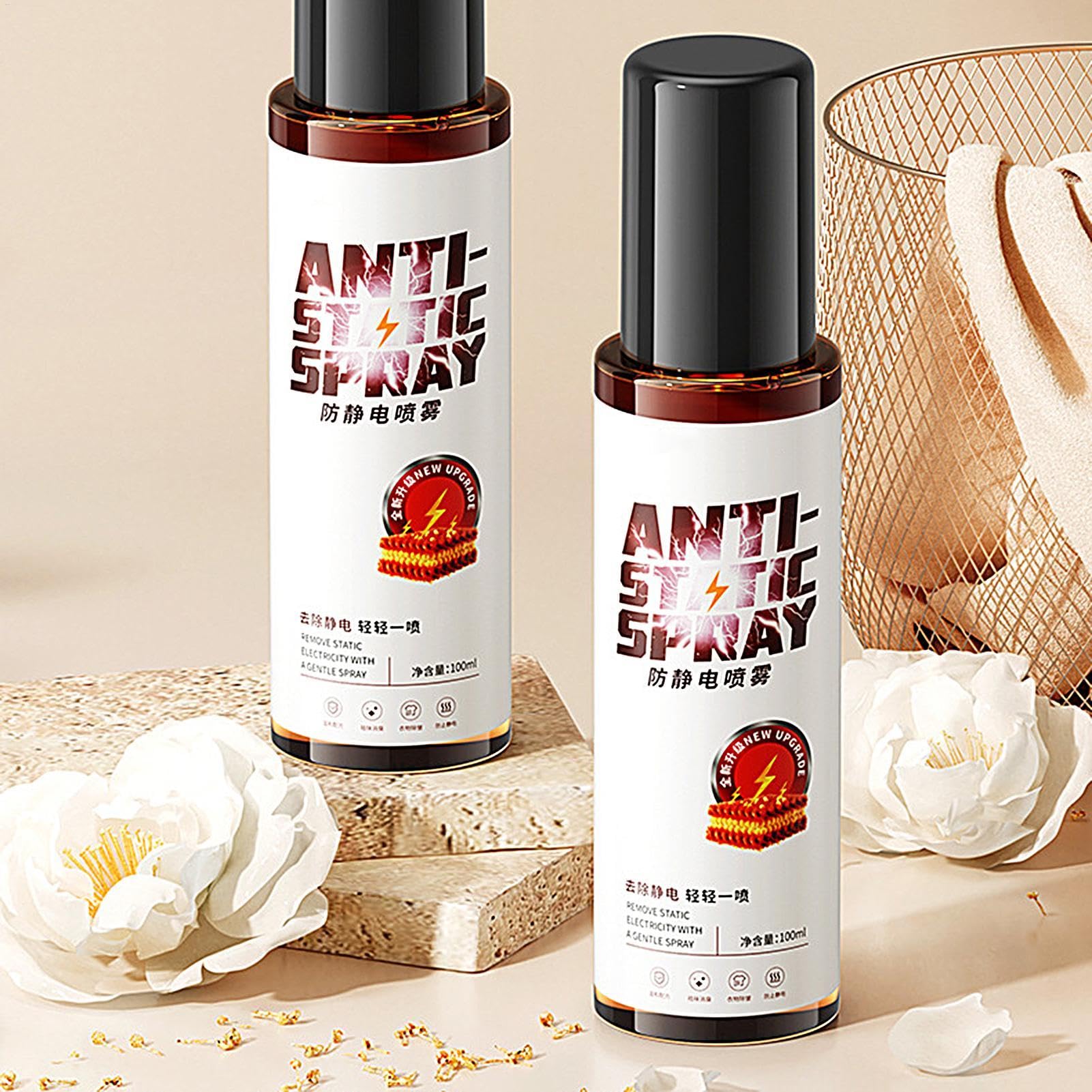 Antystatyczny spray, odświeżacz tkanin, statyczny środek do usuwania ubrań, pojemność 100 ml niedrażniąca formuła dejonizowana woda łagodne środki powierzchniowo czynne długotrwały efekt lekki zapach