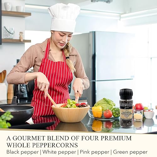 Miniatura 4 de PONTINO Molinillo de pimienta arcoíris de 11 oz (311 g)  Condimento para cocinar  Para condimentar todos tus platos  Perfecto para carnes a la