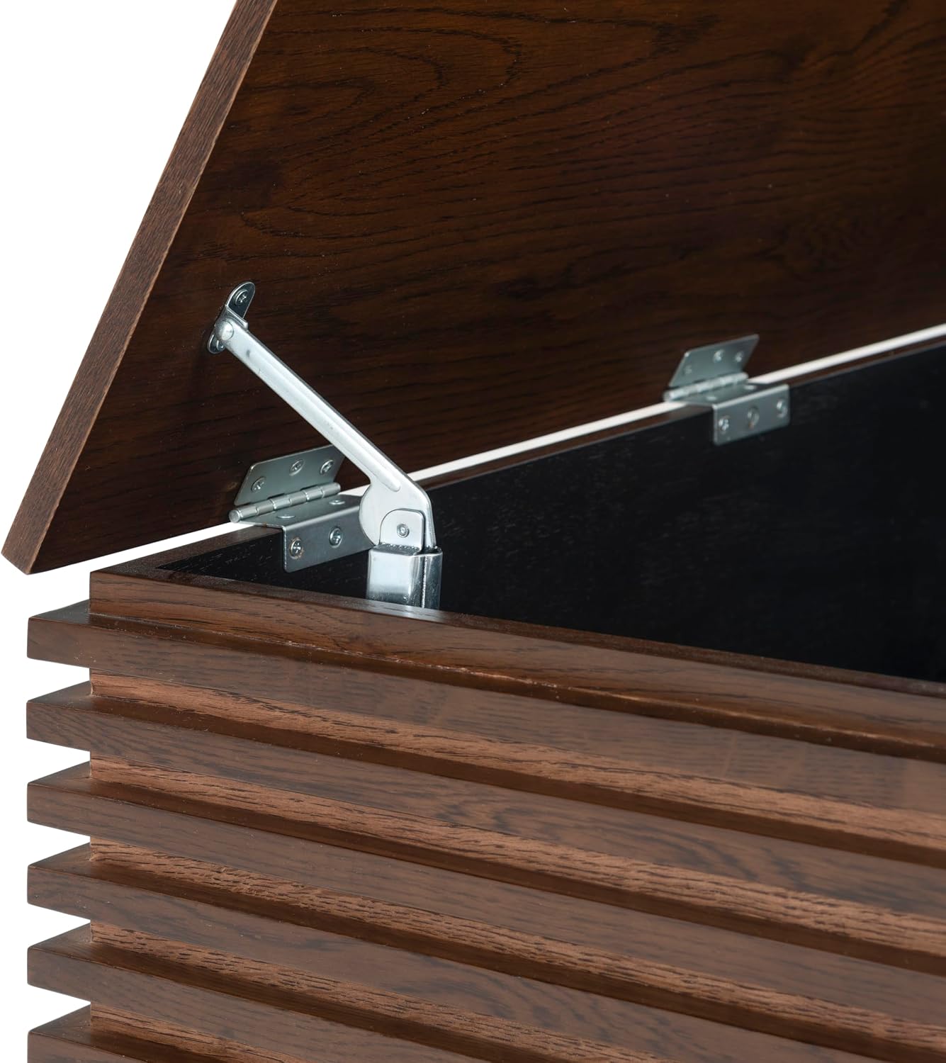 SAFAVIEH Couture Collection - Zuzu Walnut Brown Wood Storage Bench, Modern Slatted Design with Lift-Top Compartment (SFV4258A)