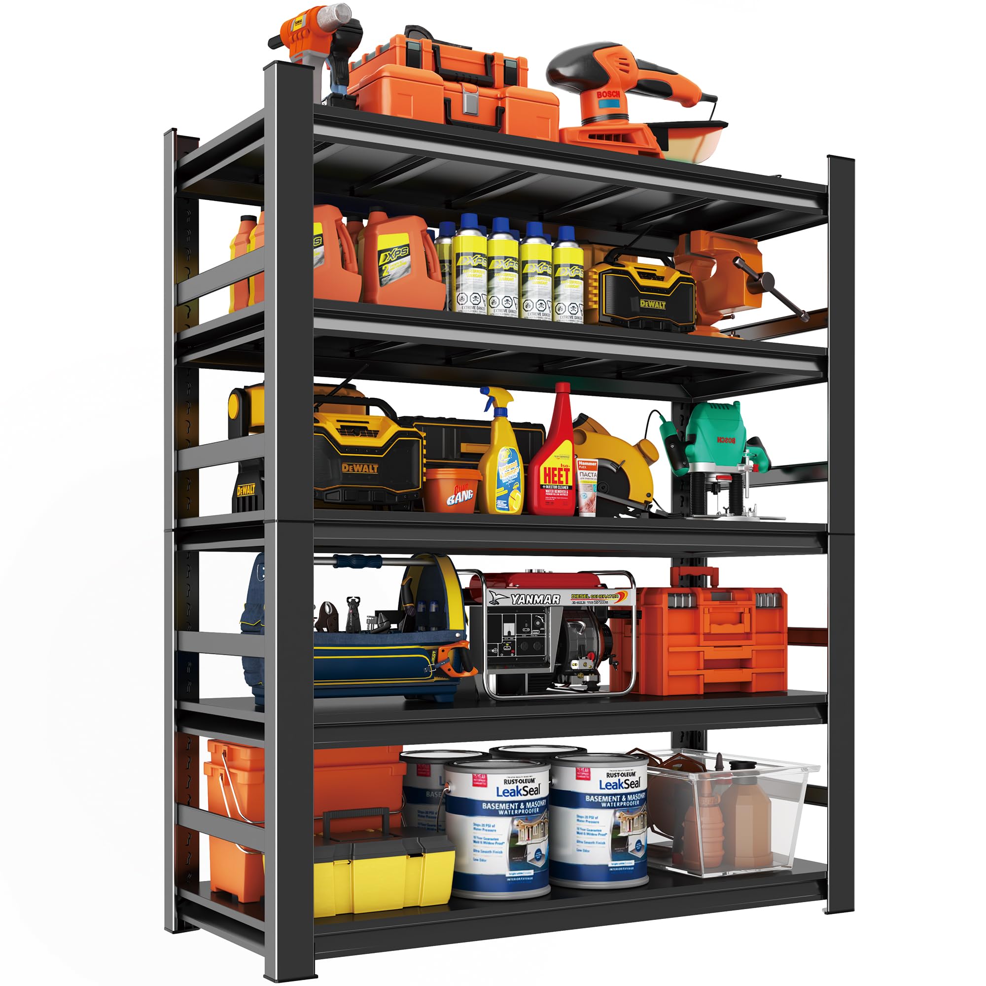72"H/35.5W Garage Shelving Unit and Storage-Easy Assembly Metal Shelves 5-Tier Rack|Heavy-Duty Adjustable Shelf|Steel Rust-Resistant Shelves for Industrial,Warehouse,Basement,Workshop Organization