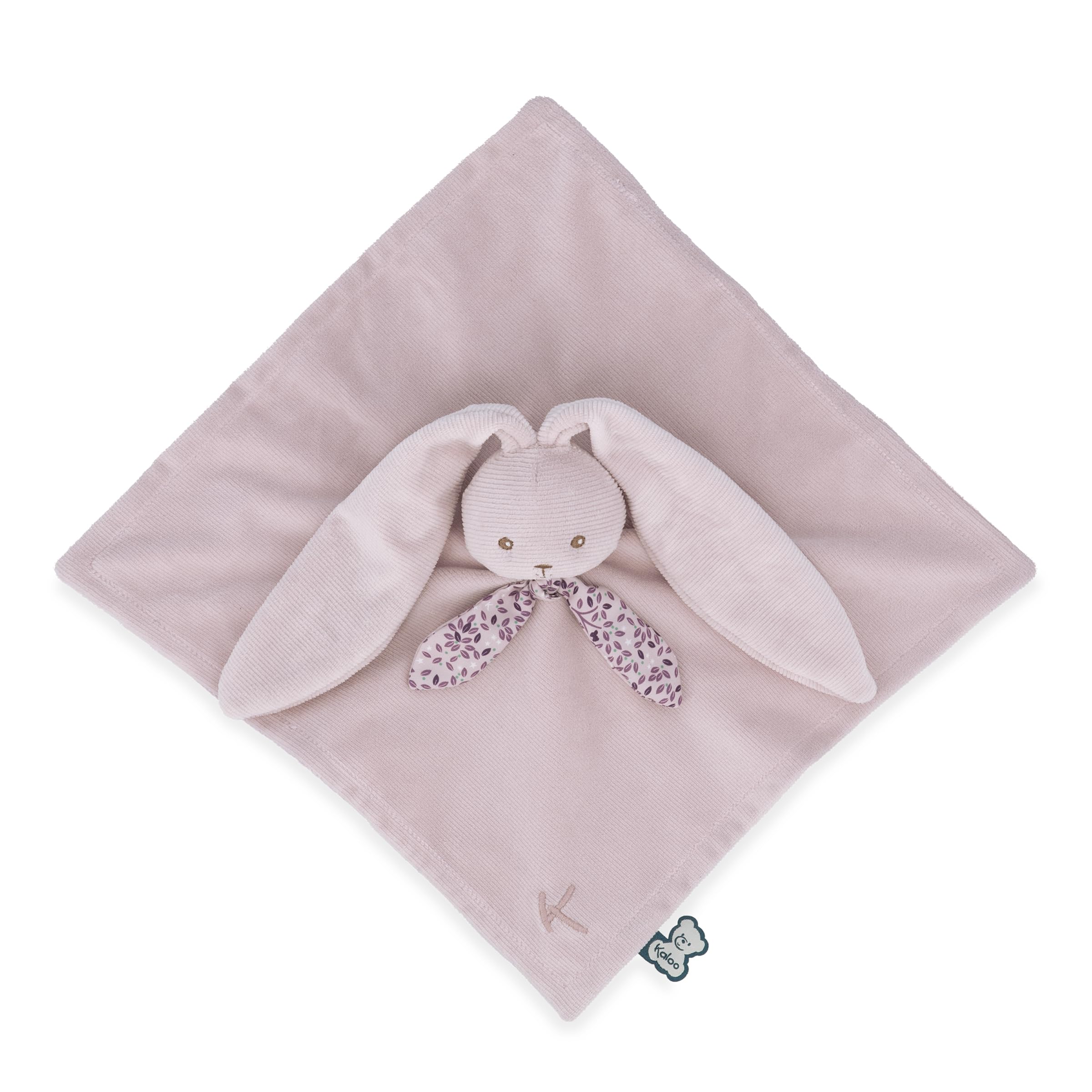 KALOO - Lapinoo - Doudou Coniglio Rosa - Peluche Neonato - Quadrato 30 x 30 cm - Due Materiali Morbidi Viscosa e Velluto a Coste - Cofanetto Regalo - dalla Nascita, K218002