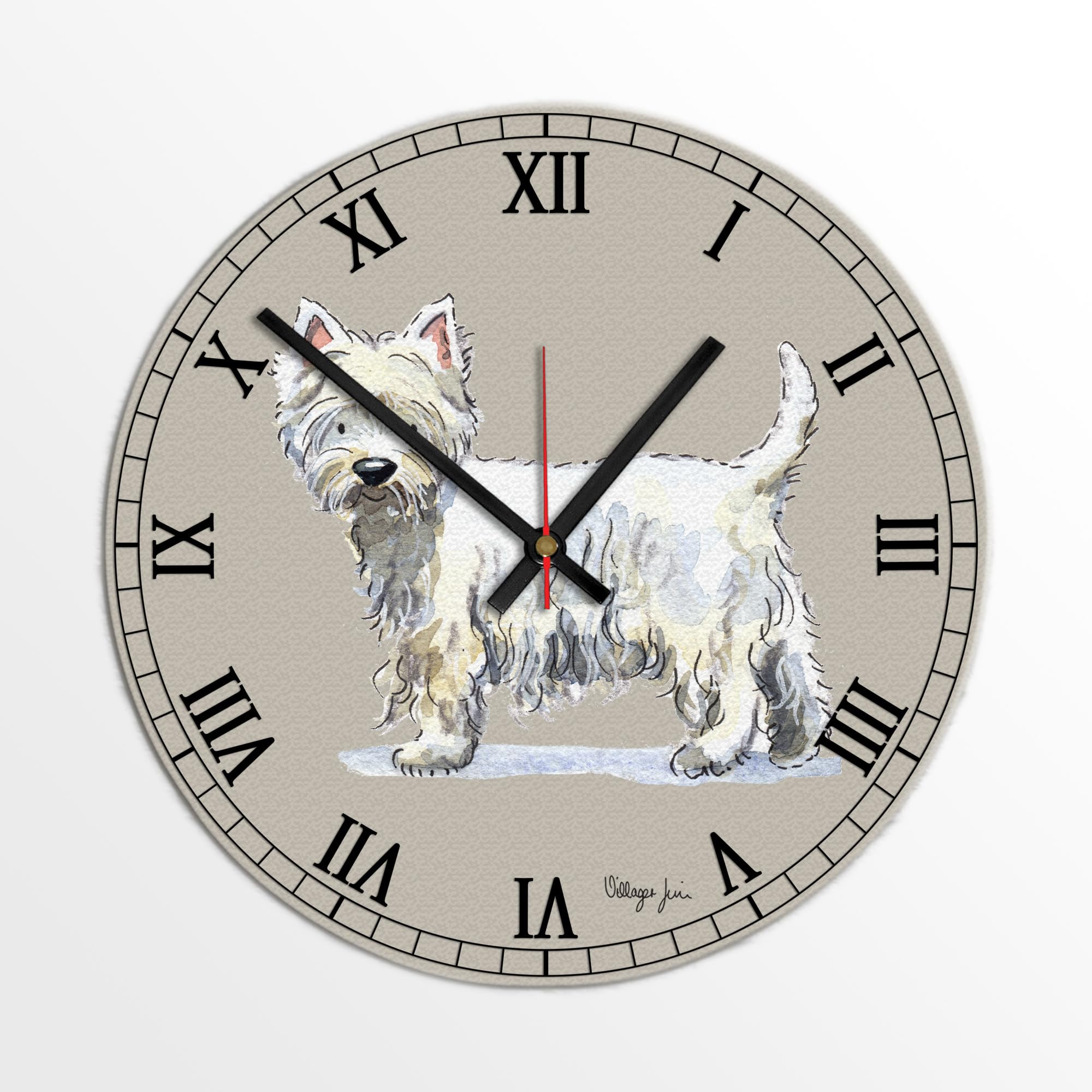 Image Industry Westie Clock - Glass Clock - Wall Clock - Dog Lovers - Dog Gift