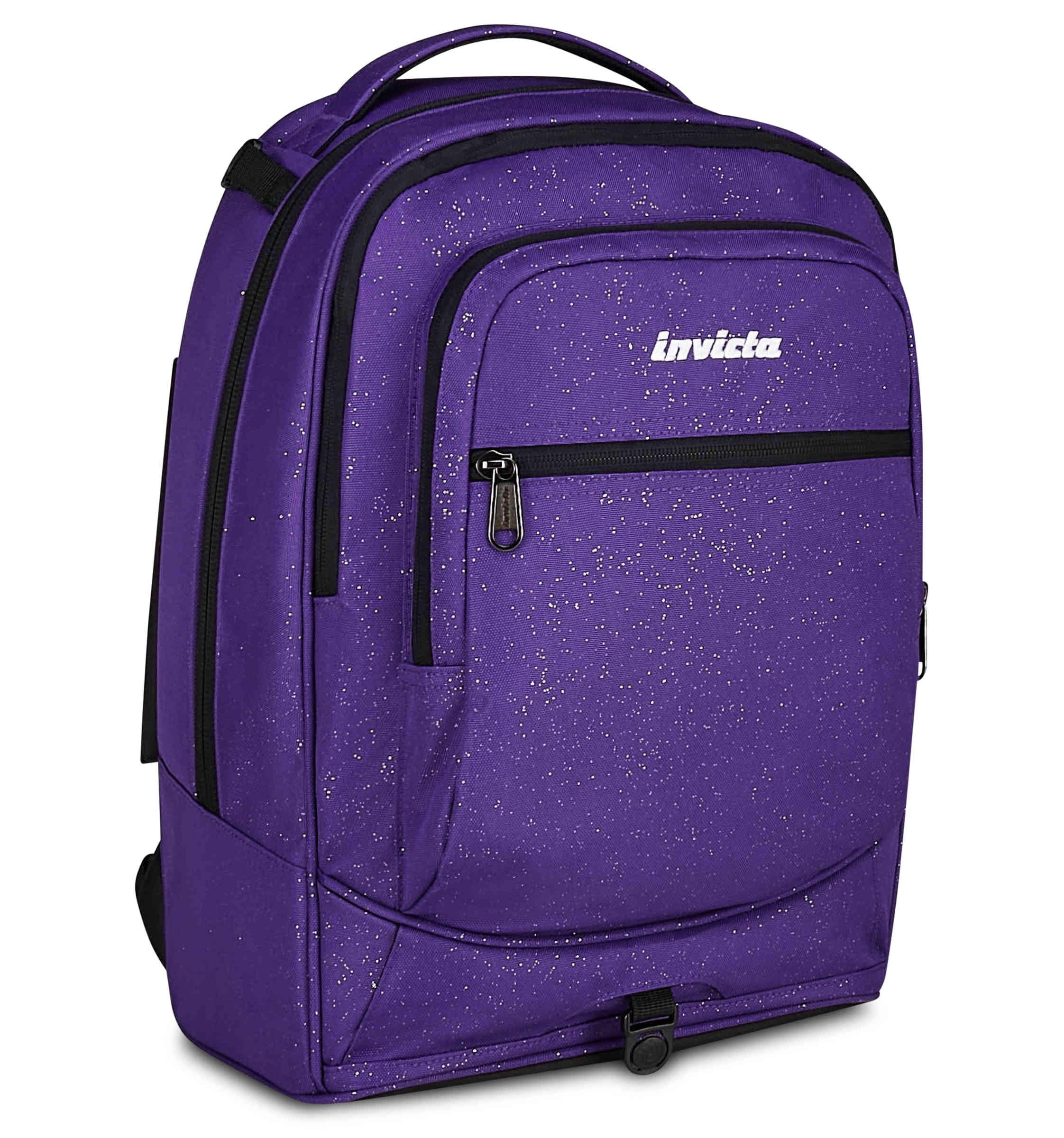 Invicta Trolley Scuola Plug Shine, Viola, 34 L, Effetto brillantini, Doppio Scomparto, Cross-over System, Tasca attrezzata, Scomparto porta pc, Tasca portaborraccia, Scuola media e superiore, Ragazza