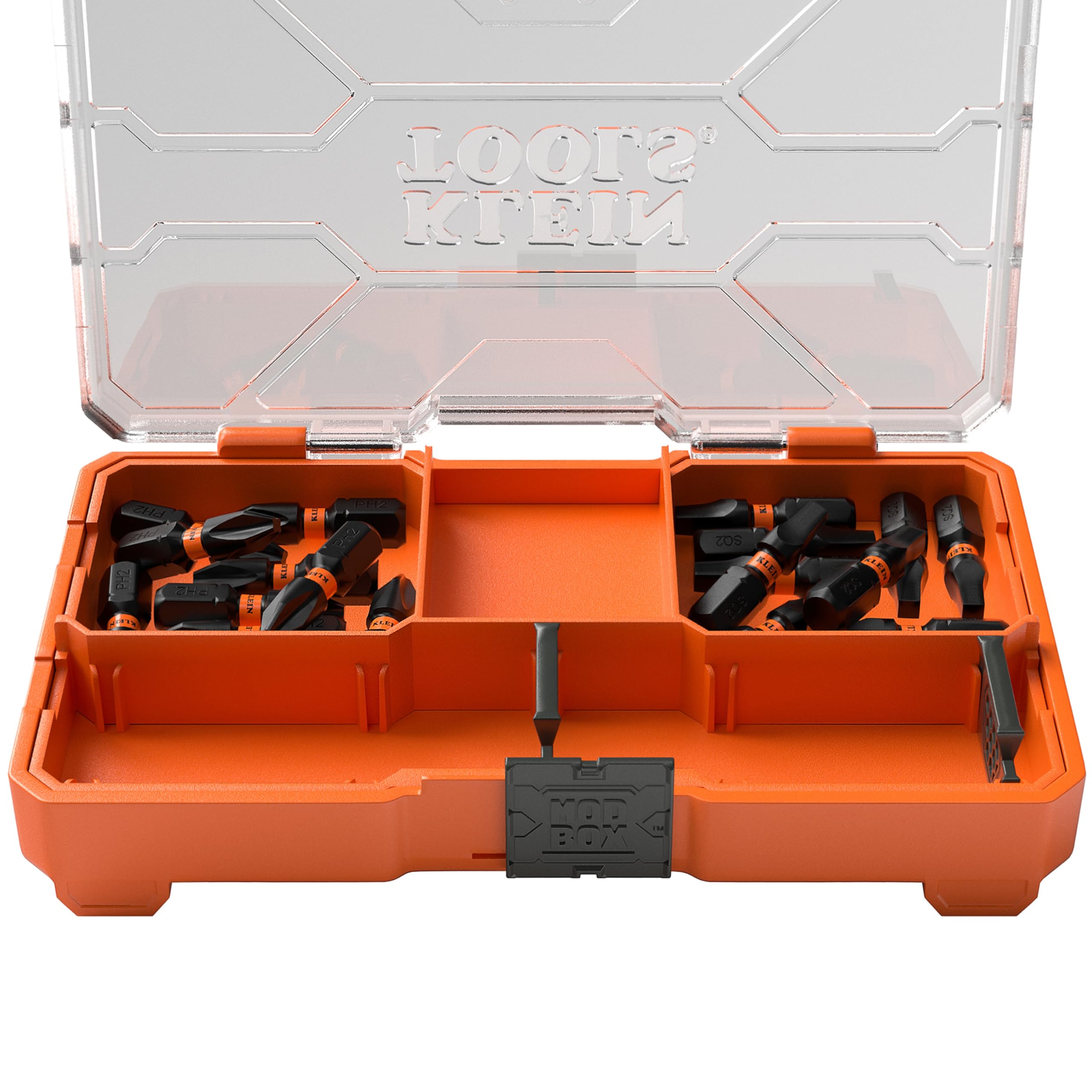 Klein Tools 33002S Impact Driver Bit Set, 20-Piece, Slim PH2 and SQ2 ProFlex Set, MODbox Compatible Storage Case, Phillips and Square Bits, Organizing