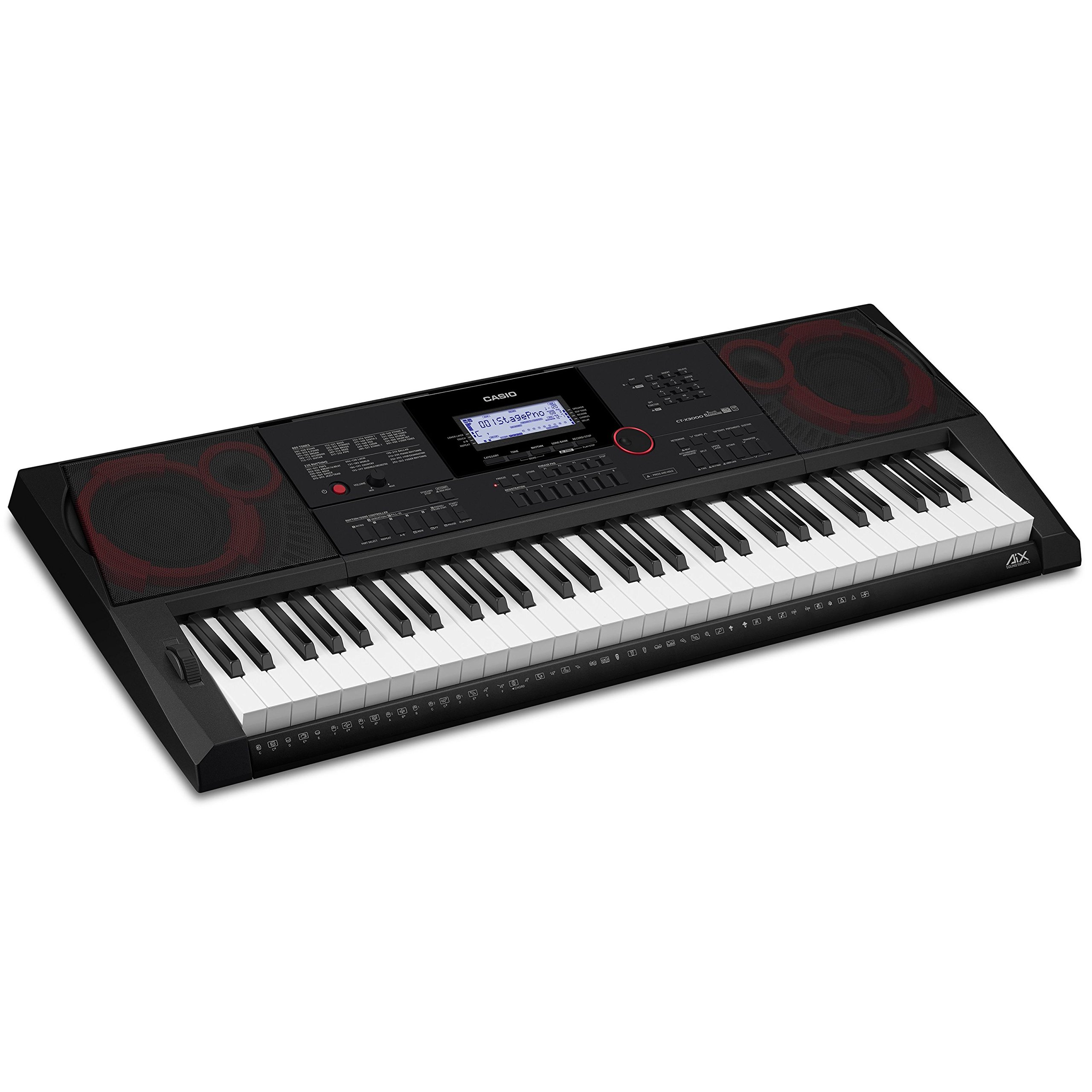 Casio CT-X3000 Top Keyboard mit 61 anschlagdynamischen Tasten, 800 Sounds & 235 Begleitrhythmen, Pitchwheel, schwarz