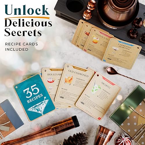 Miniatura 6 de BARE BARREL Mixology Bartender Kit Bar Set Juego de coctelera de 16 piezas Herramientas de mezcla de Martini Barware para el hogar Incluye 35