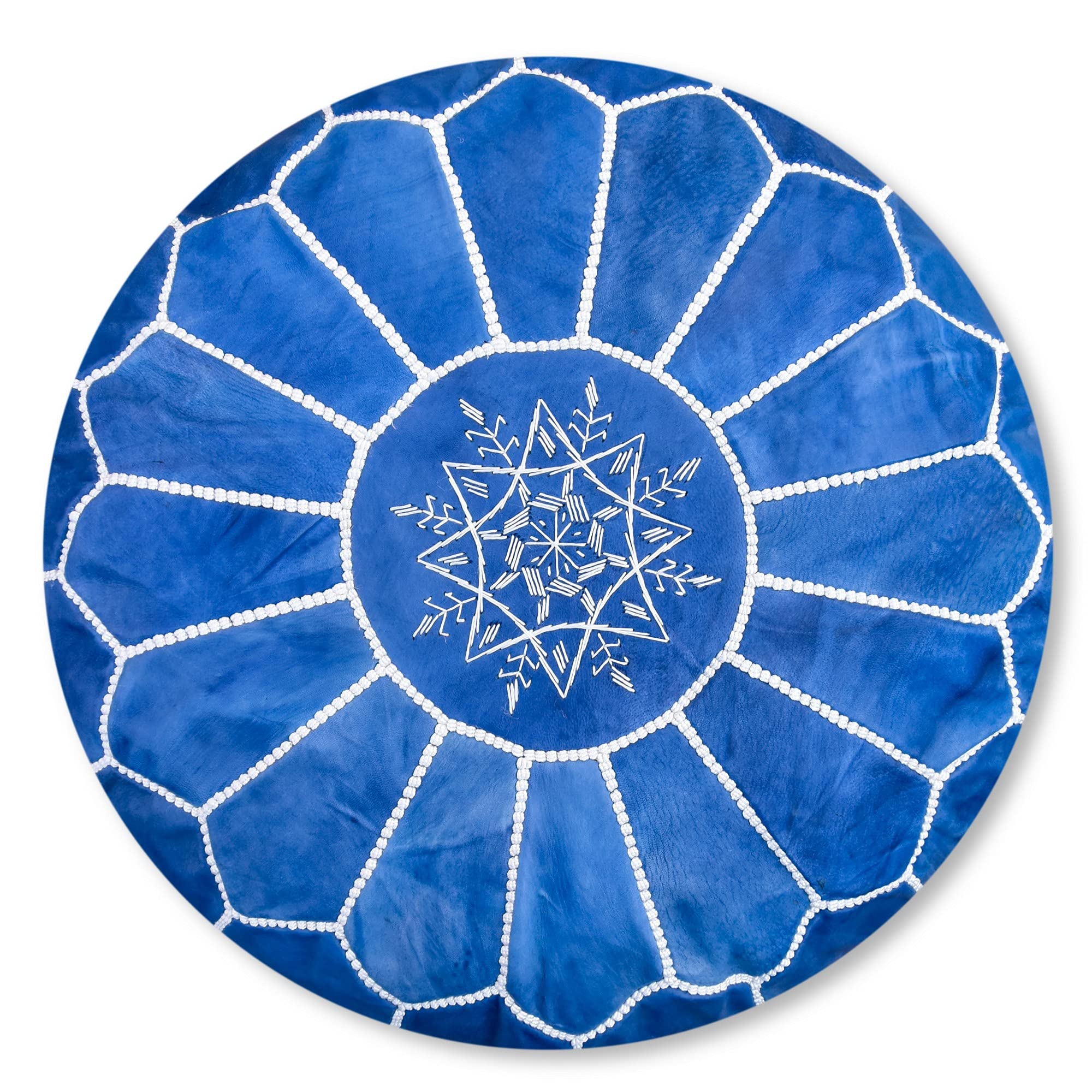 Poufs&Pillows Puf ze skóry rzemieślniczej premium, ręcznie wykonany, dostarczony wypchany, otomana, podnóżek, poduszka podłogowa, błękitny Sky Blue