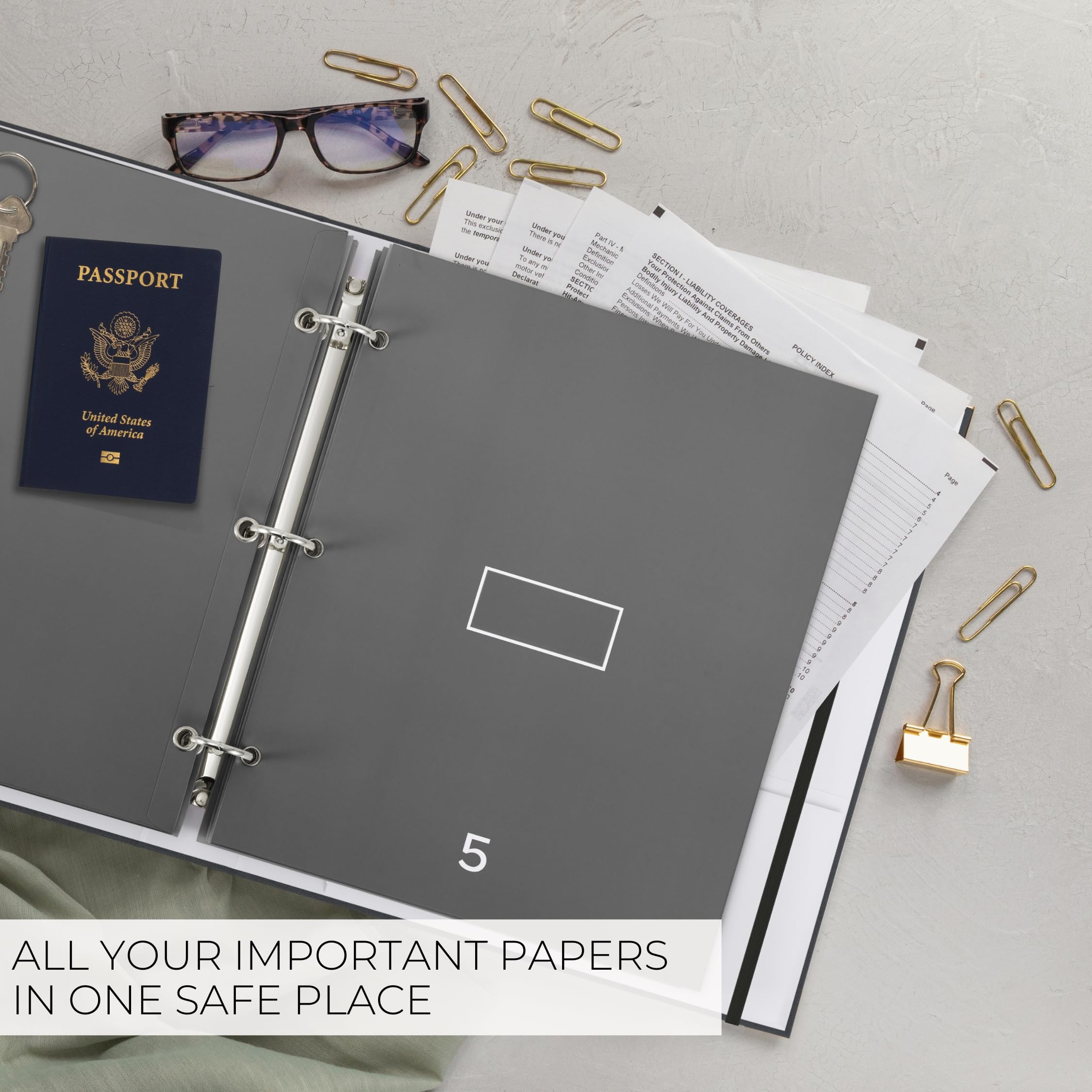 Organizer estetico per documenti, copertina in lino, raccoglitore di emergenza per la vita e la famiglia, perfetto per documenti importanti, certificati di nascita, passaporti, carte di previdenza