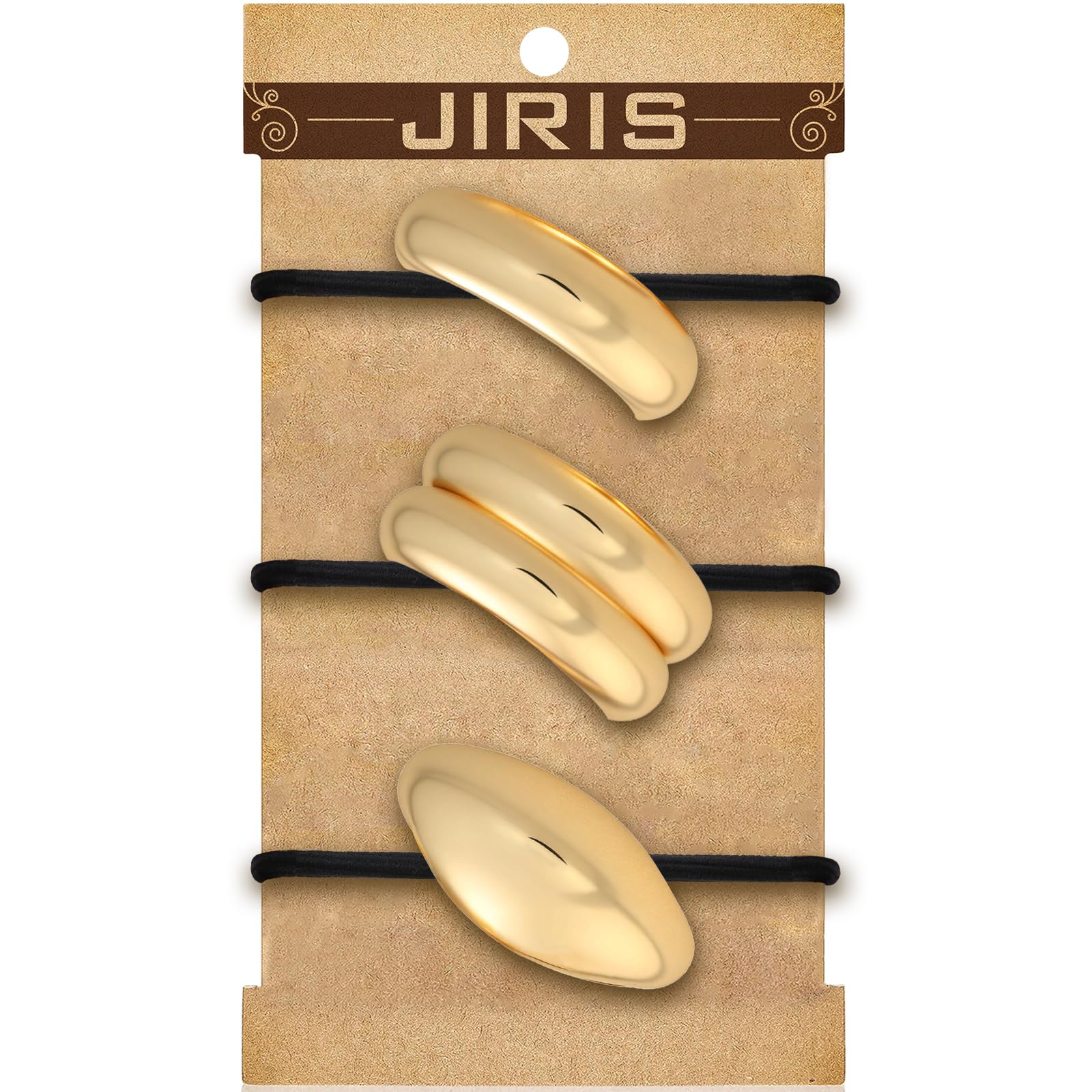 3 gomas metálicas para el pelo para mujer, gomas doradas geométricas de metal, accesorios para el cabello elásticos y no dañan la coleta, bandas de metal para peinar el cabello (set 4)