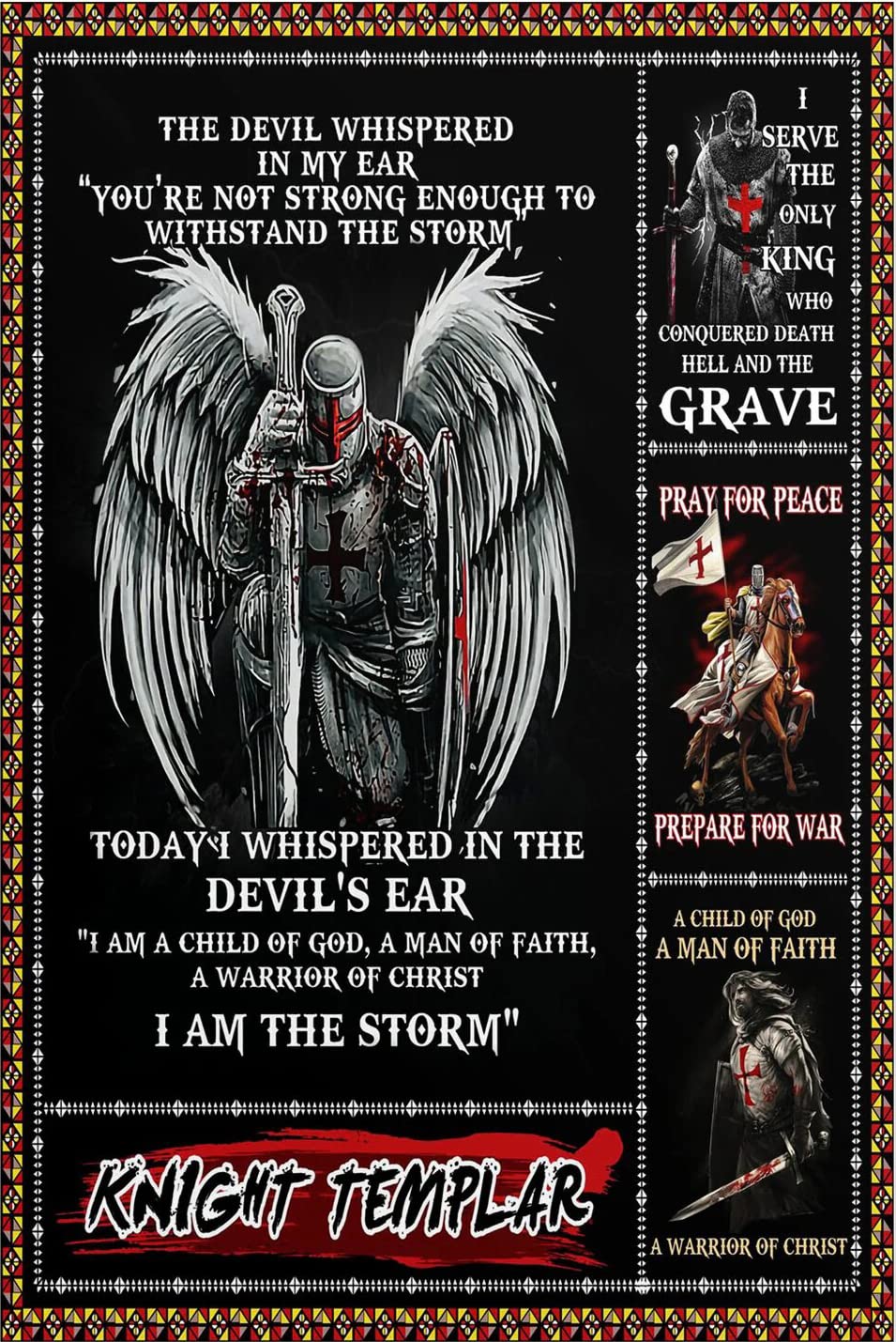Bioprocess Tinpostera11829 Knights Templar Poster I Am The Storm,Poster Home Decor Art Wall Decor Metal Sign Poster 8X12 Inches
