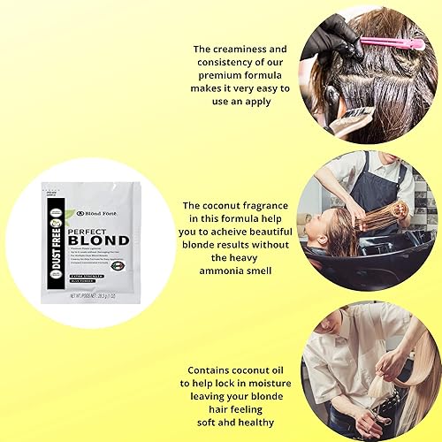 Miniatura 6 de Perfect Blonde - Tinte para el cabello, decolorante en polvo para cabello oscuro, fórmula profesional extra fuerte (3 paquetes de 1 onza), fabricado