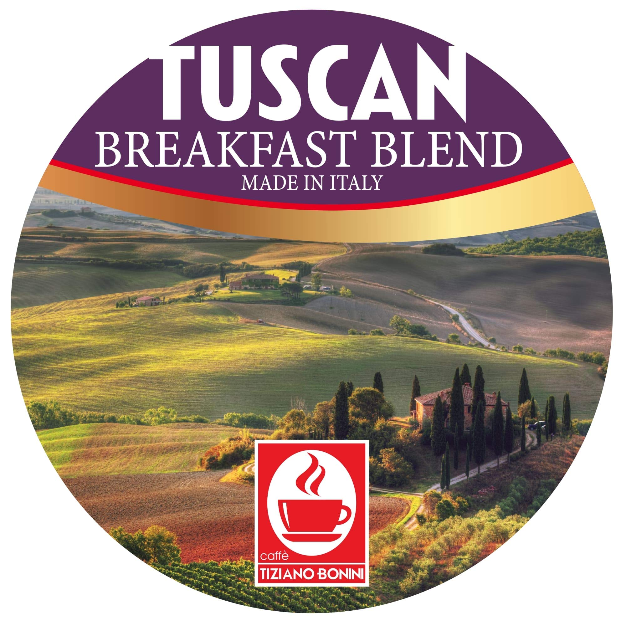 Caffe Bonini Coffee, Tuscan Breakfast Blend Coffee Cup, for the Keurig 2.0 Brewer, 24 Count