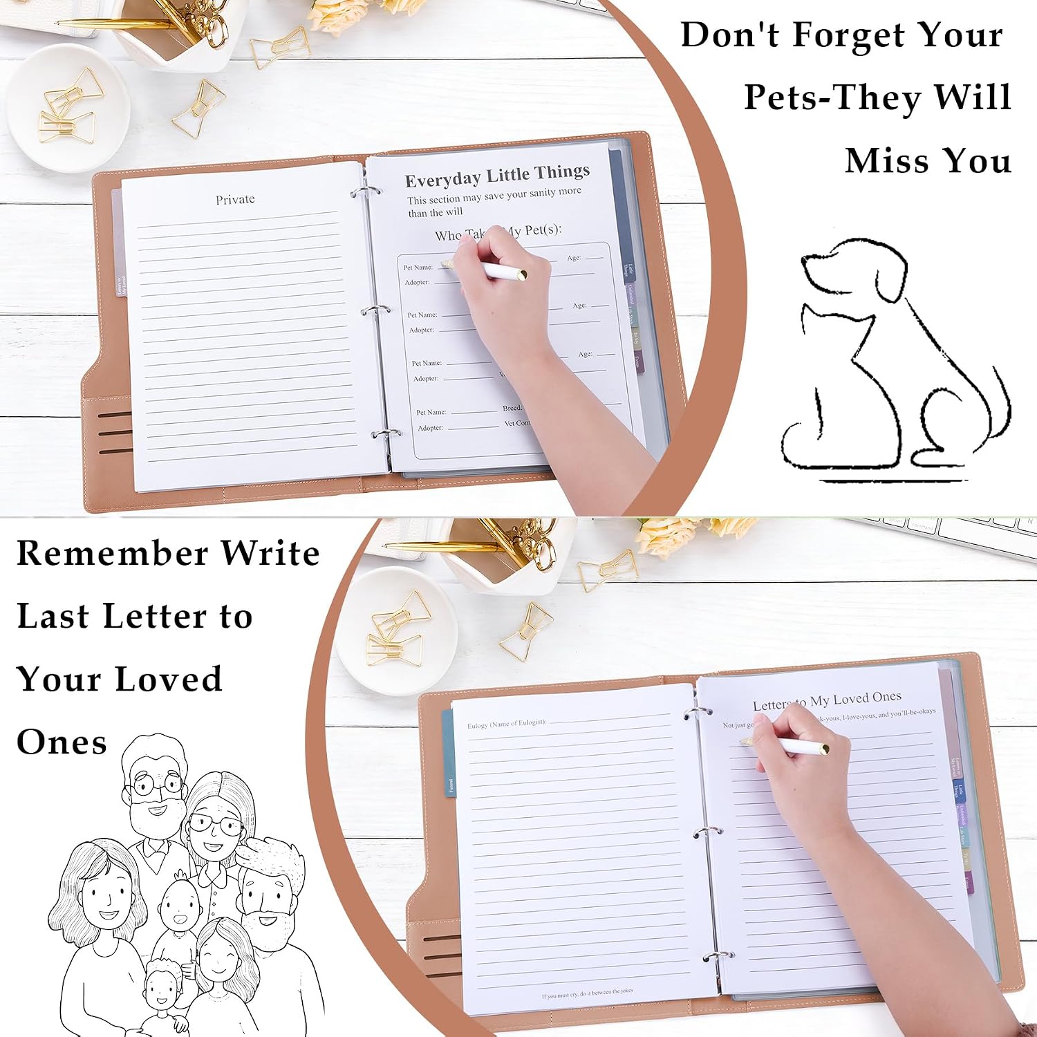 End of Life Planner 3 Ring Binder Estate Planning Organizer - What to Do When I'm Gone Book - When I Die Organizer Binder for Important Info Documents, Wishes, Funeral Planning, Peach Fuzz