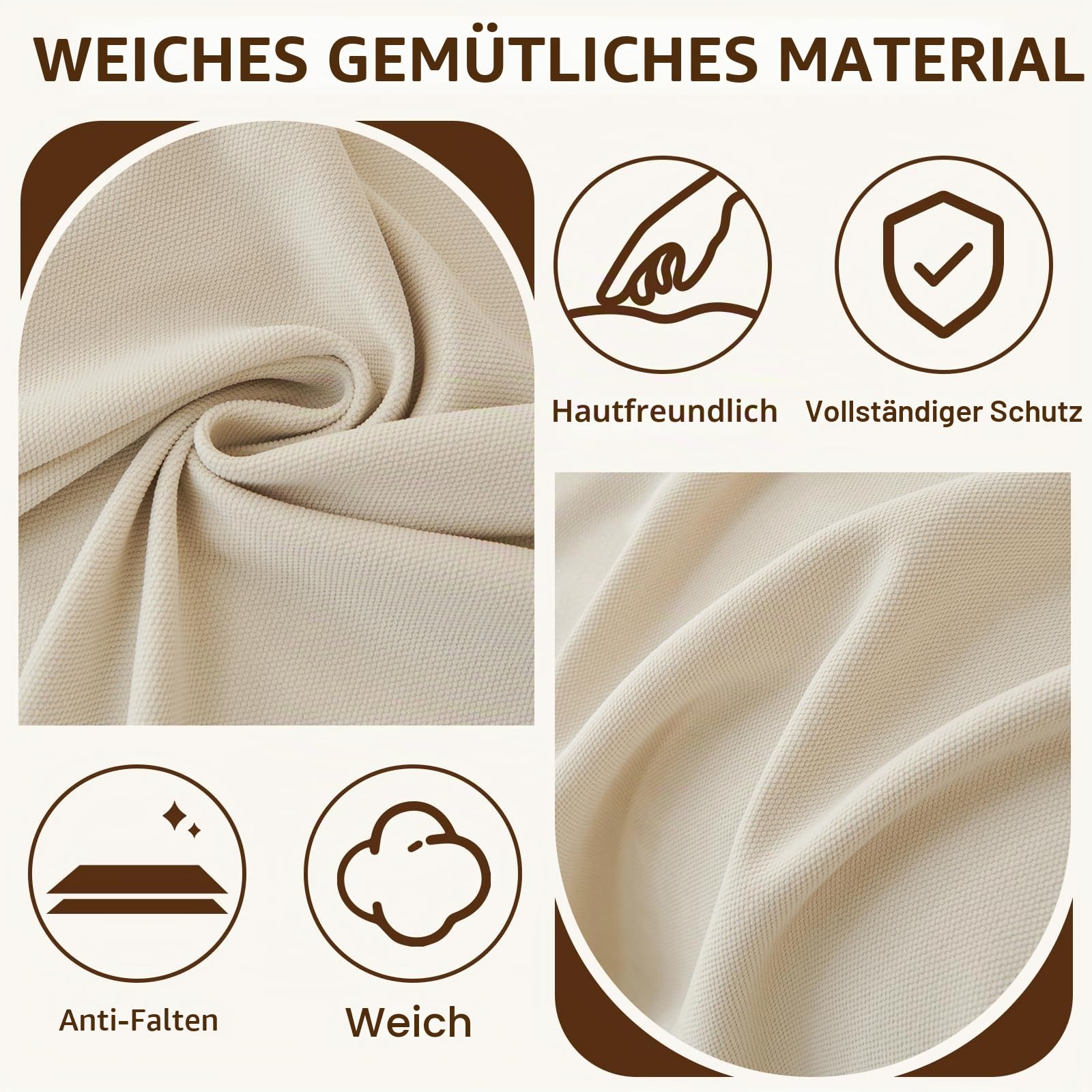 Royhom Sofa Überzug, Chenille Couch Überzug Ecksofa, Sofabezug L Form, Sofa Schutzdecke, Sofahusse mit Armlehne, Sofaüberwurf Decke Weich und Bequem, Beige, 340x180 cm | Sofaüberwurf, groß, weich und atmungsaktiv, maschinenwaschbar, für Sofa oder Ecksofa