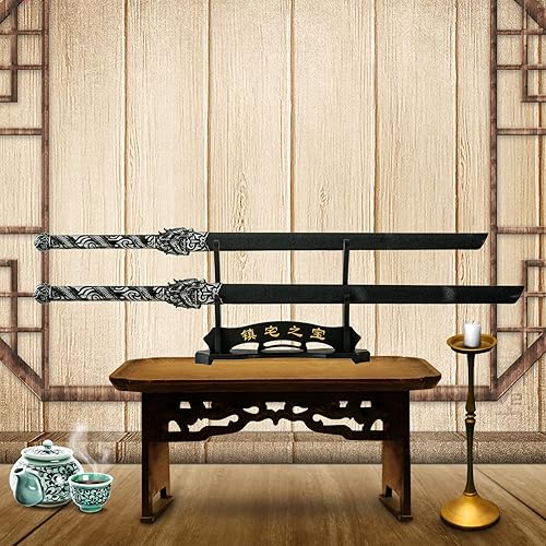 Miniatura 5 de FOXSMZZ Soporte para espada samurái, soporte para espada Katana Wakizashi Tanto de terciopelo acolchado para colgar en la pared, estante para