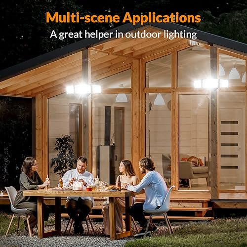 Miniatura 6 de LEPOWER Luz de inundación LED de 3500LM para exteriores, luz de seguridad LED controlada por interruptor, luces exteriores de 35 W con 3 cabezales